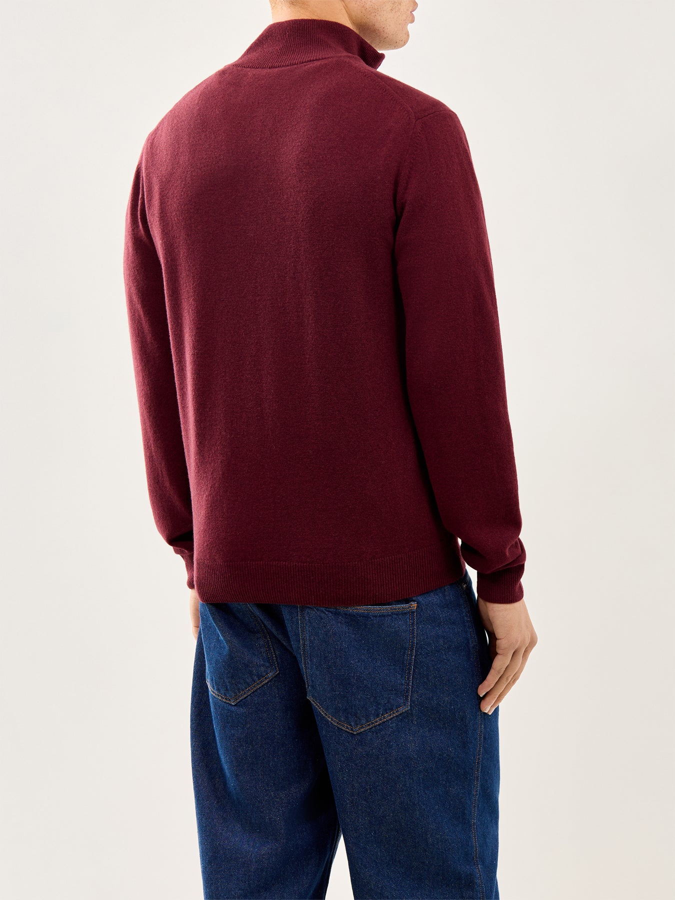 Superfine Lambswool Half-Zip Jumper Bordeaux Melange