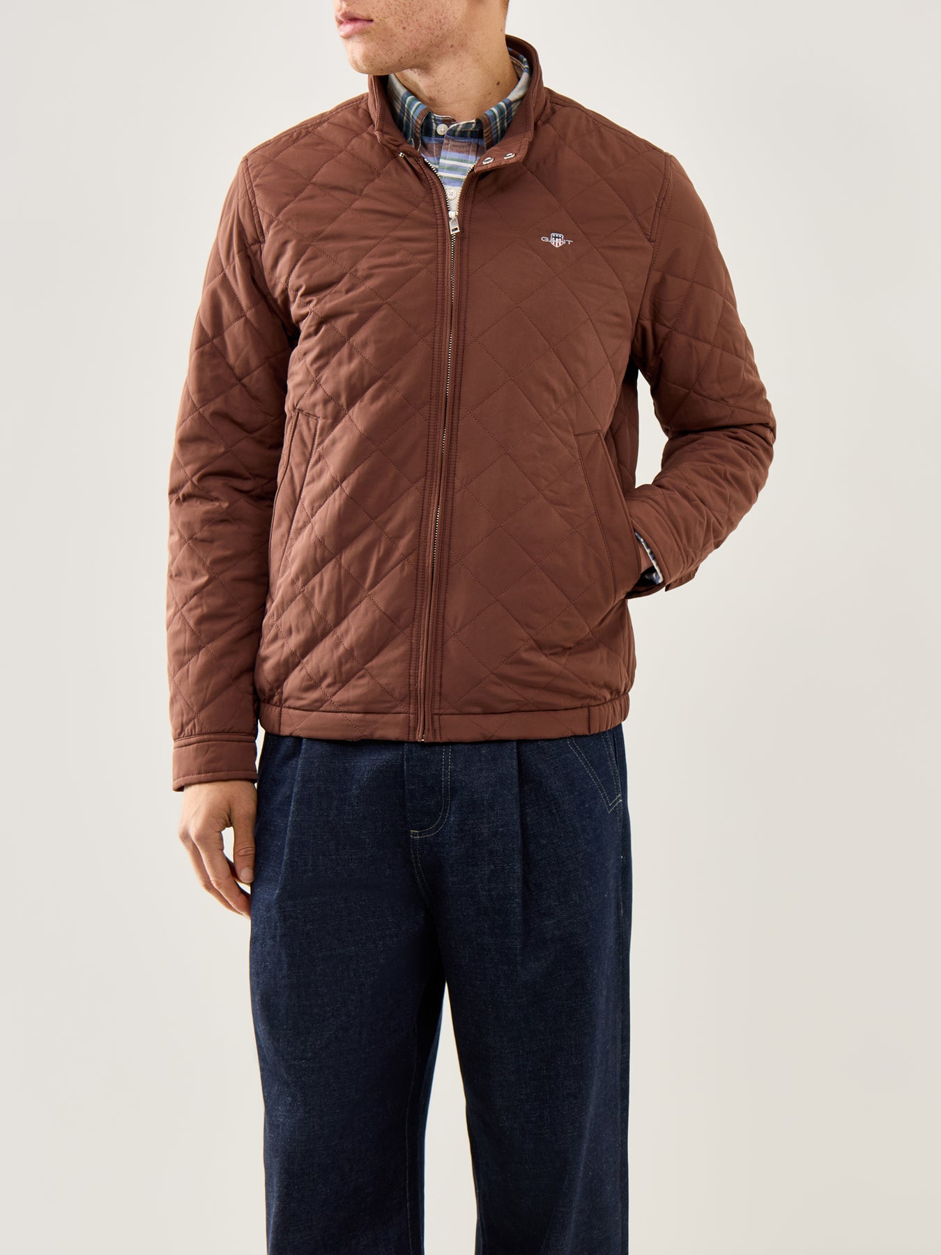 Quilted Windcheater Jacket Brown