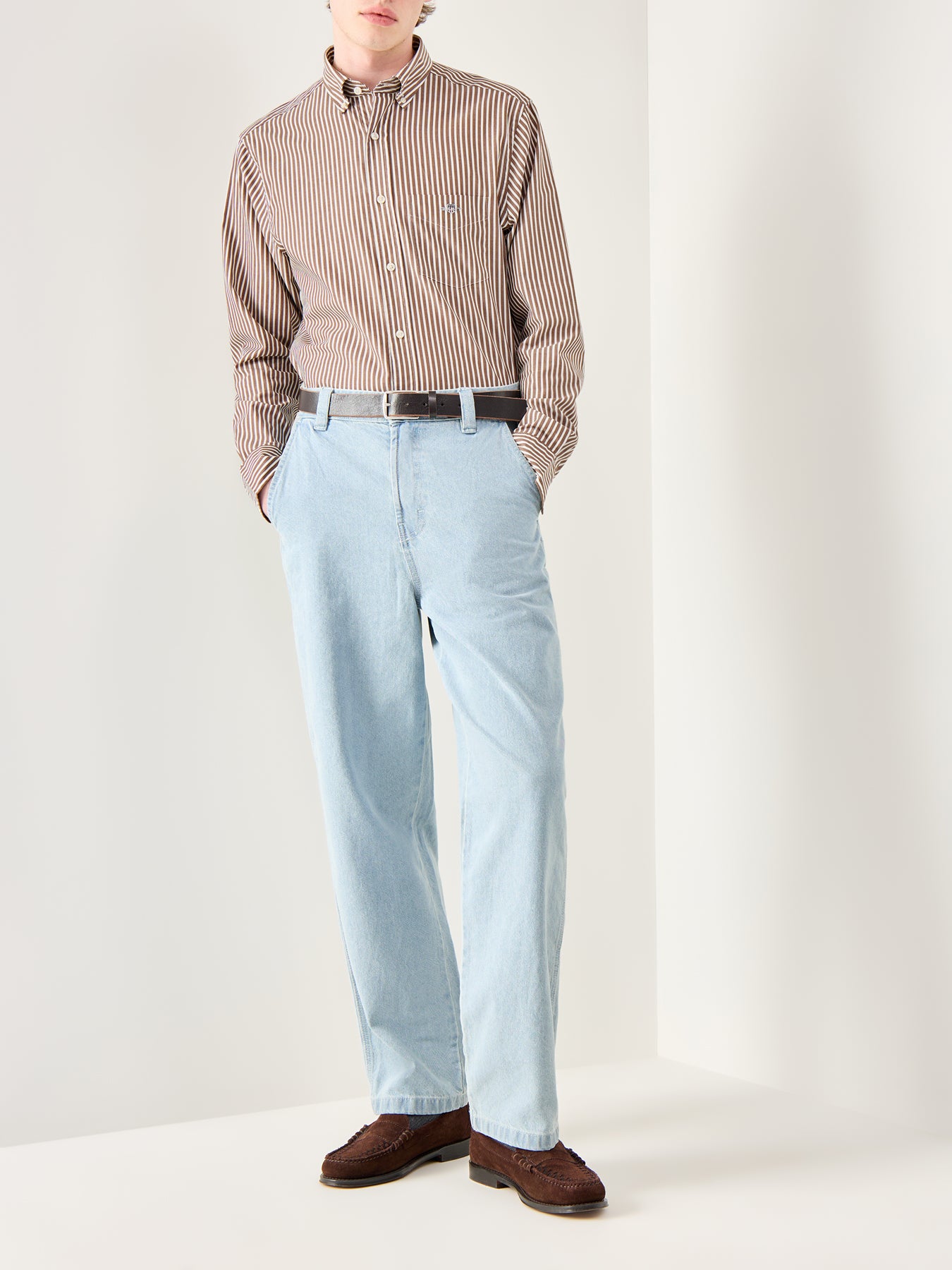 Classic Poplin Stripe Shirt Navy