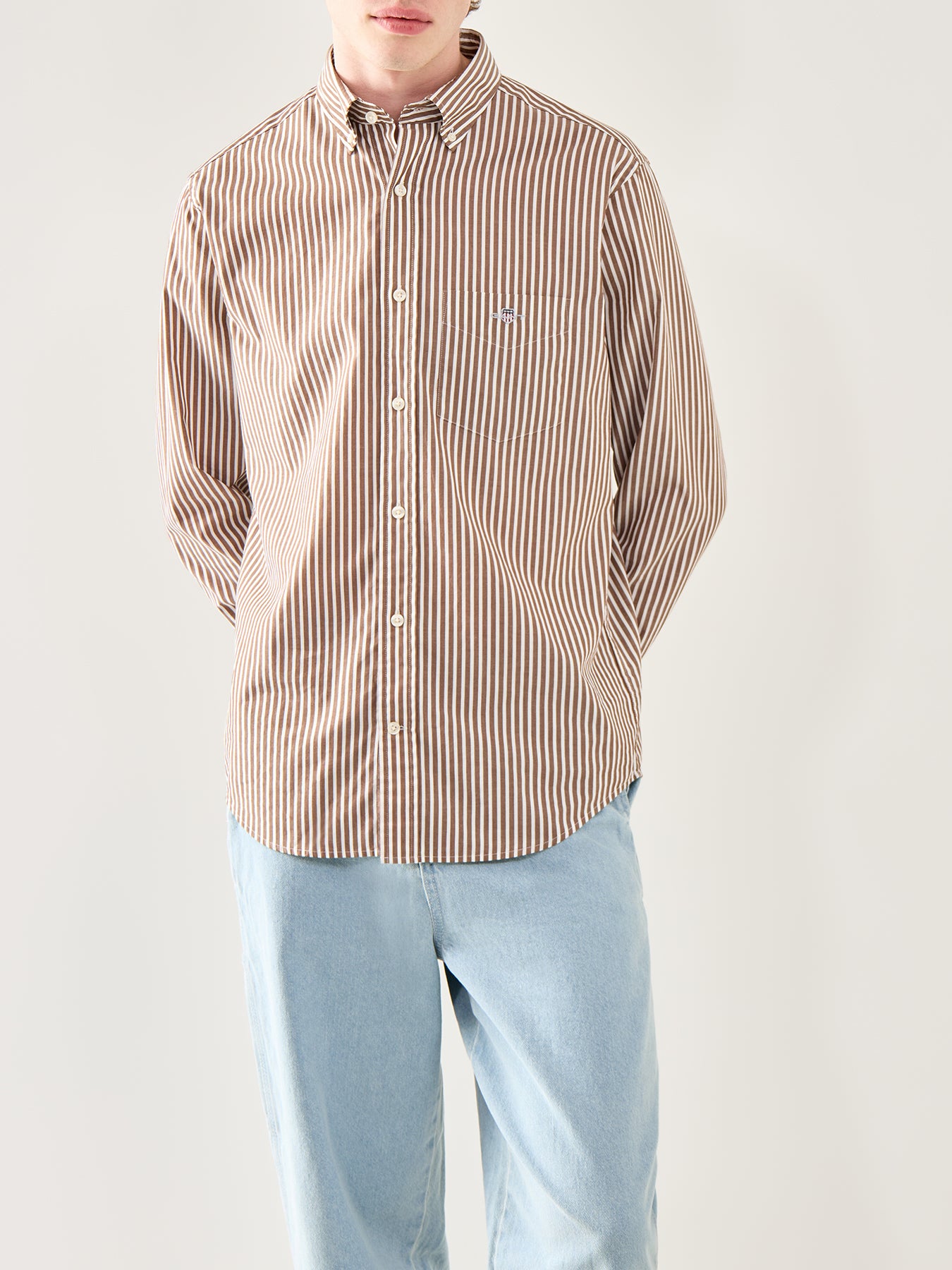 Classic Poplin Stripe Shirt Navy