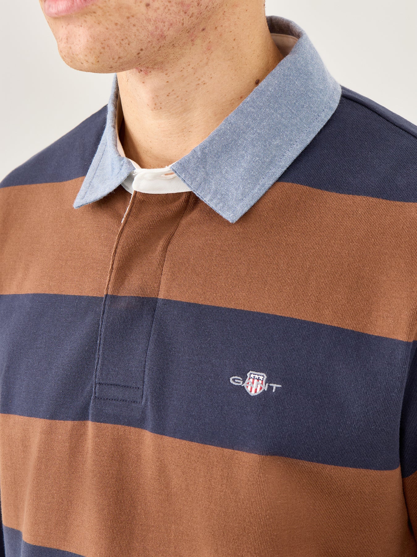 Chambray Stripe Heavy Rugger Brown