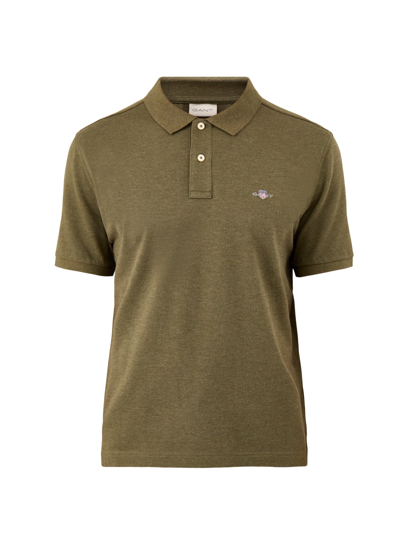 Shield Polo Top Khaki Green Melange