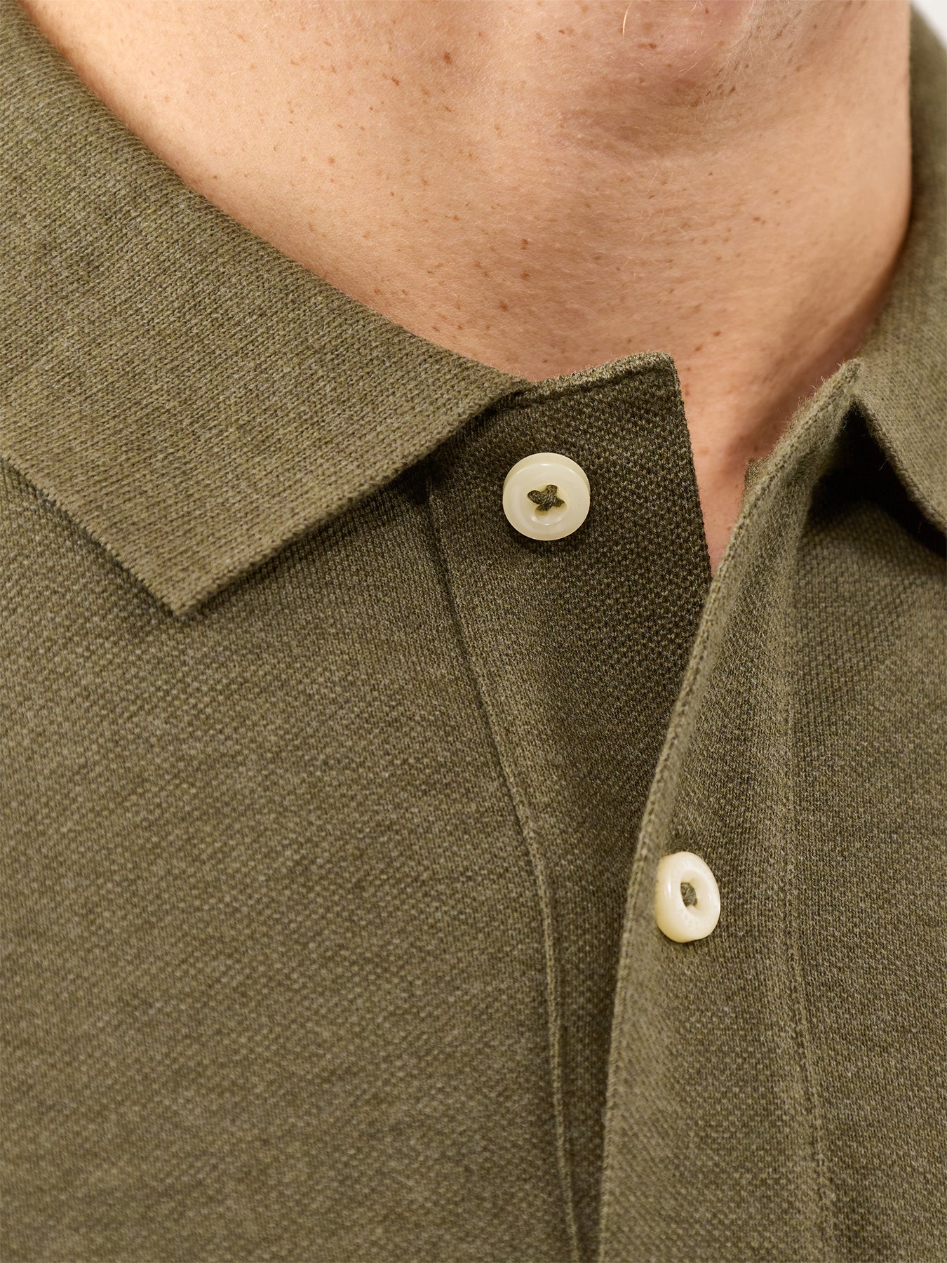 Shield Polo Top Khaki Green Melange