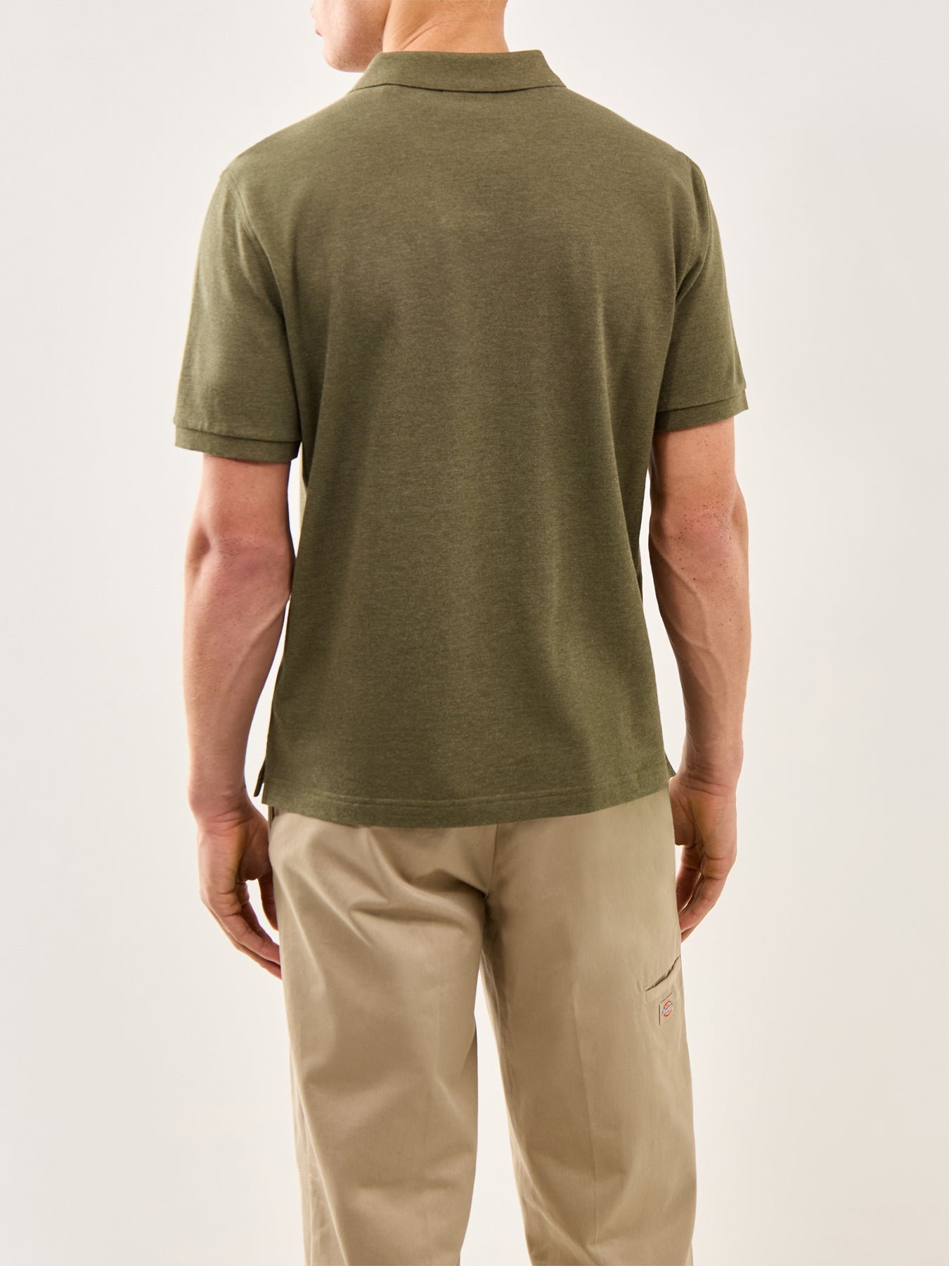 Shield Polo Top Khaki Green Melange