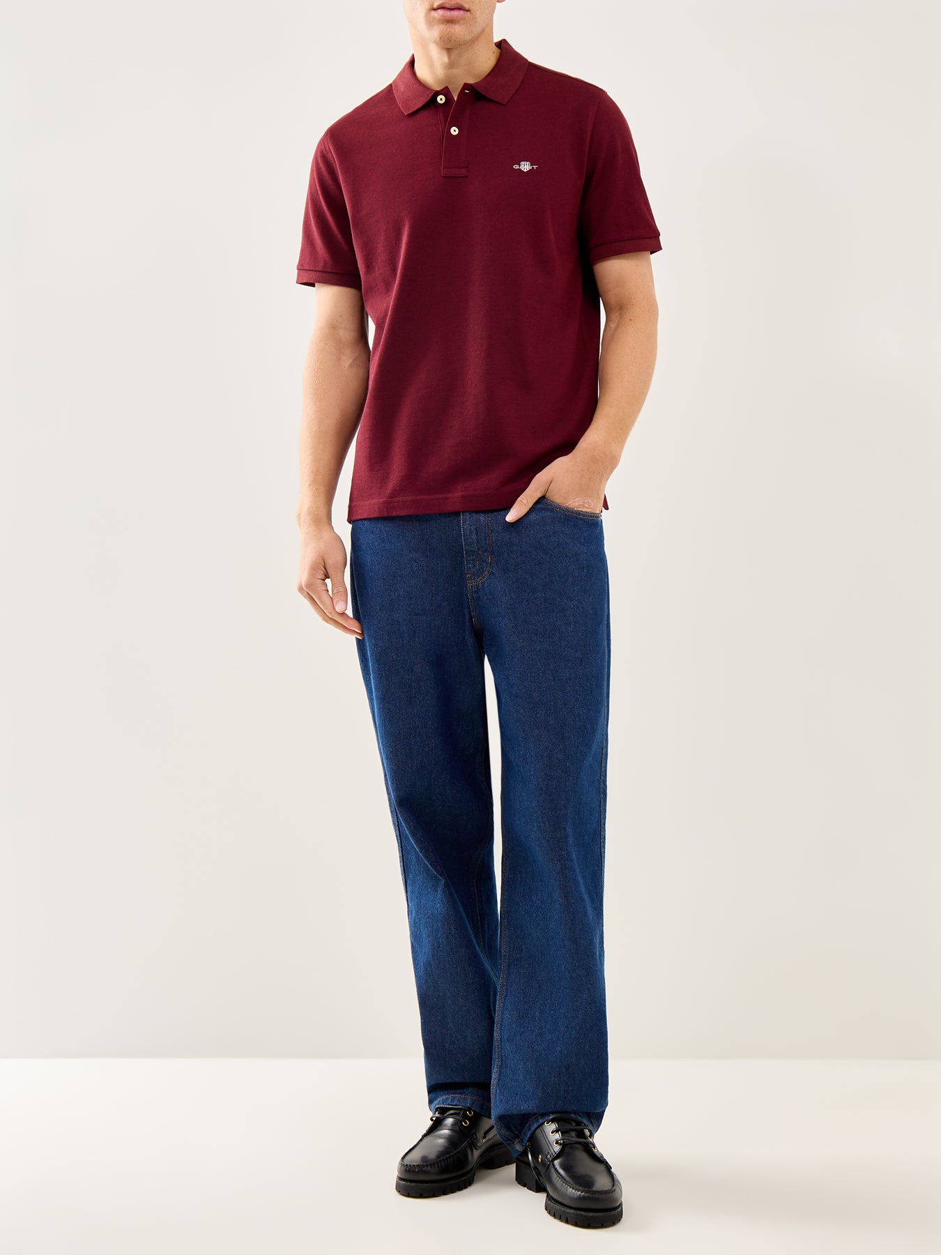 Shield Polo Top Bordeaux Melange