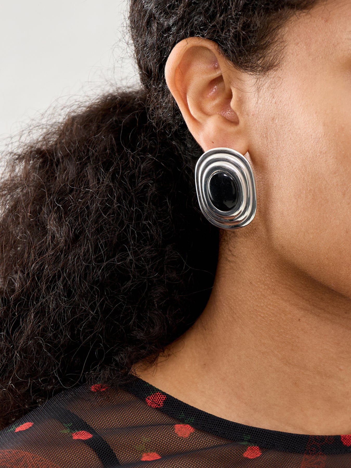 Silver Coco Earrings Silver Black