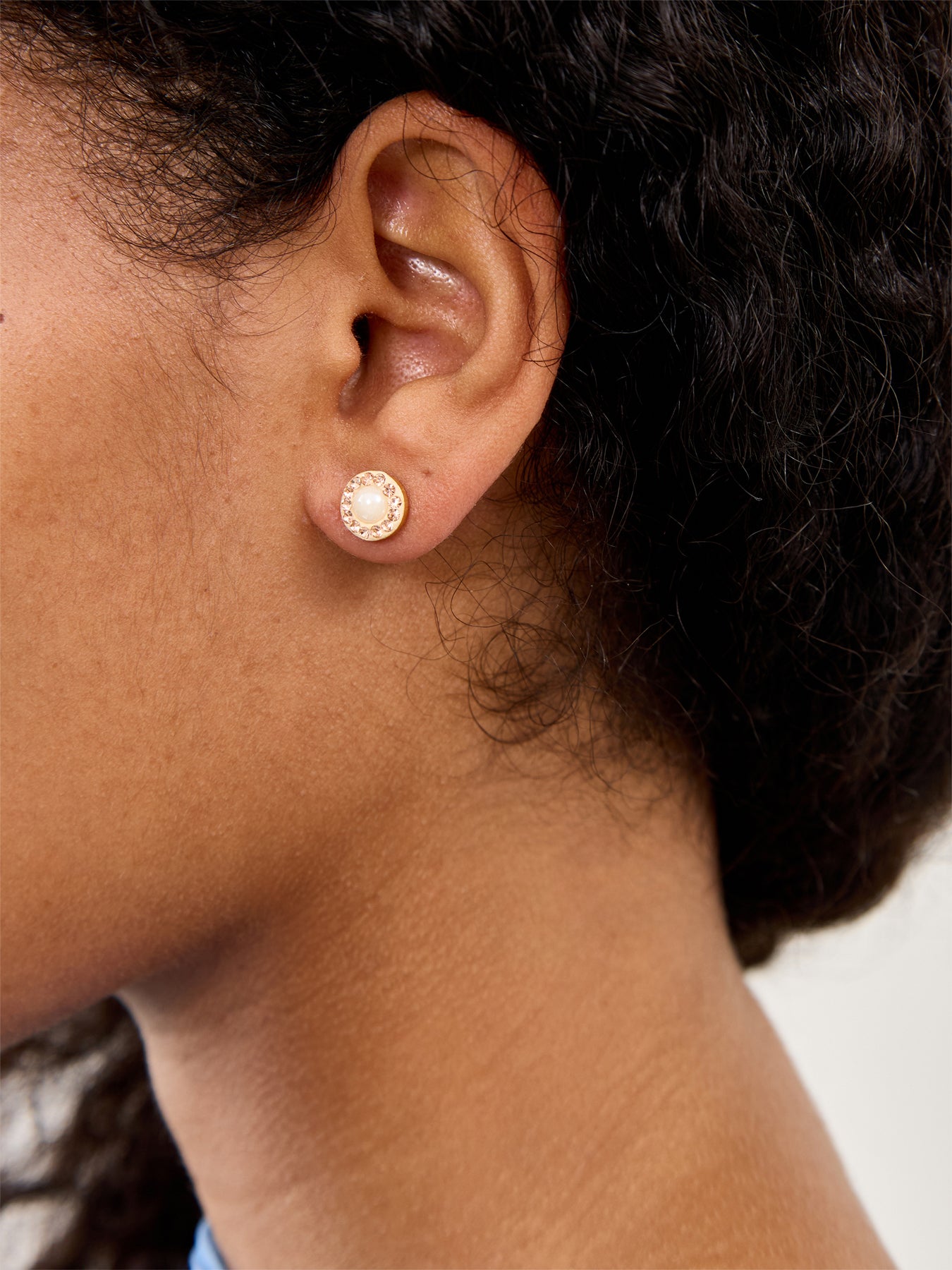 Peach Pearl Stud Earrings White Gold