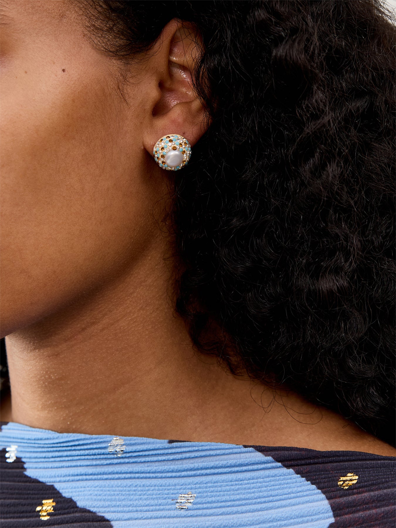 Mosaic Pearl Stud Earrings Multi