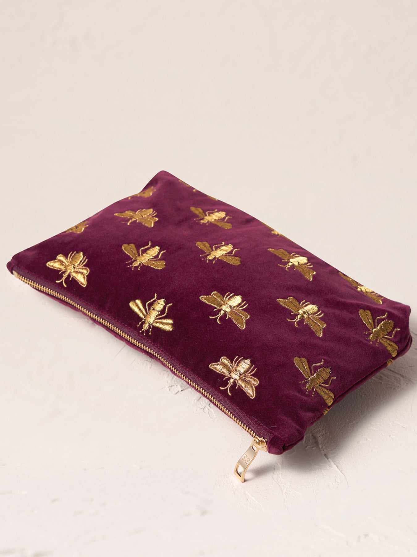 Honey Bee Velvet Everyday Pouch Plum