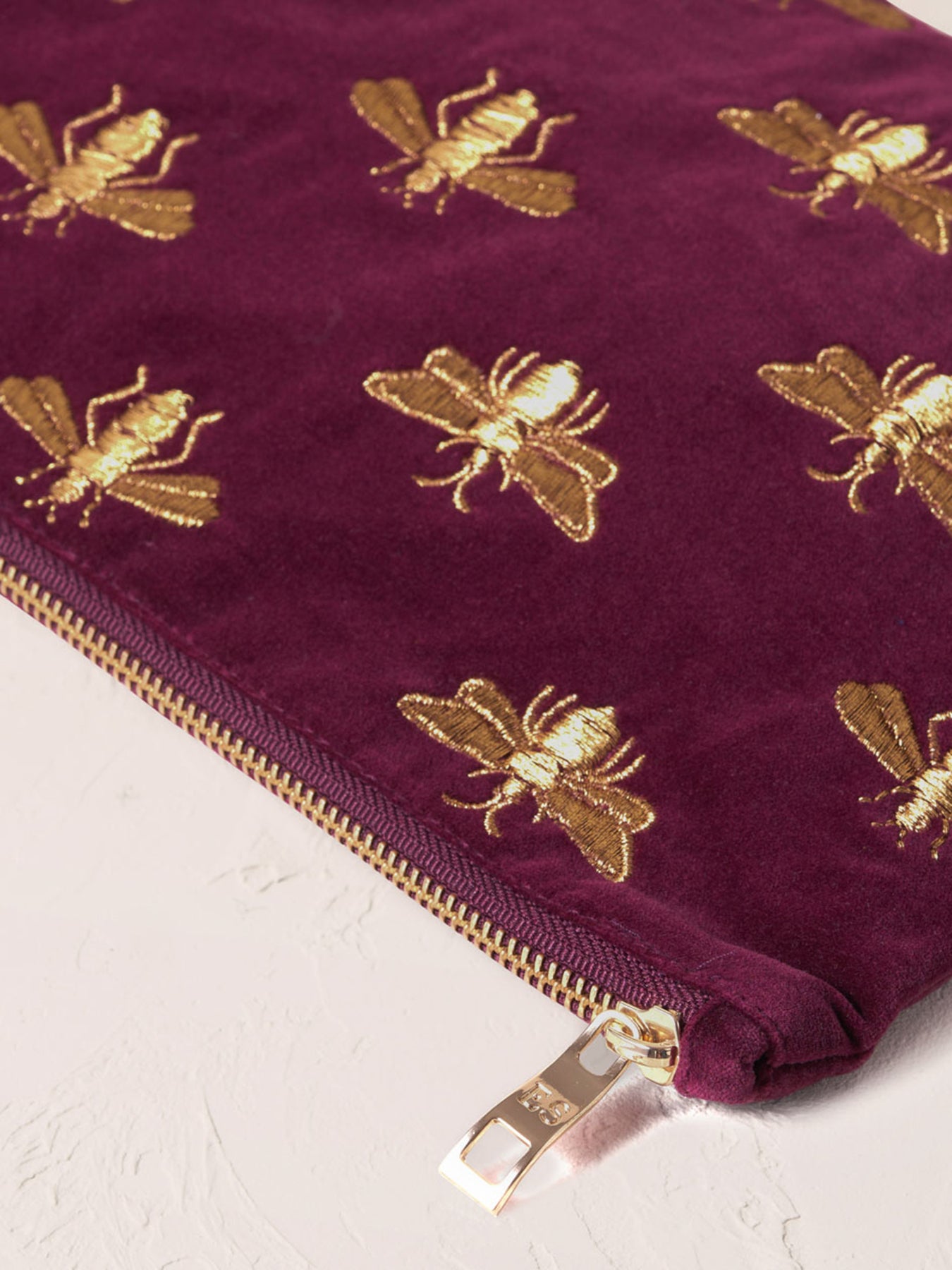 Honey Bee Velvet Everyday Pouch Plum