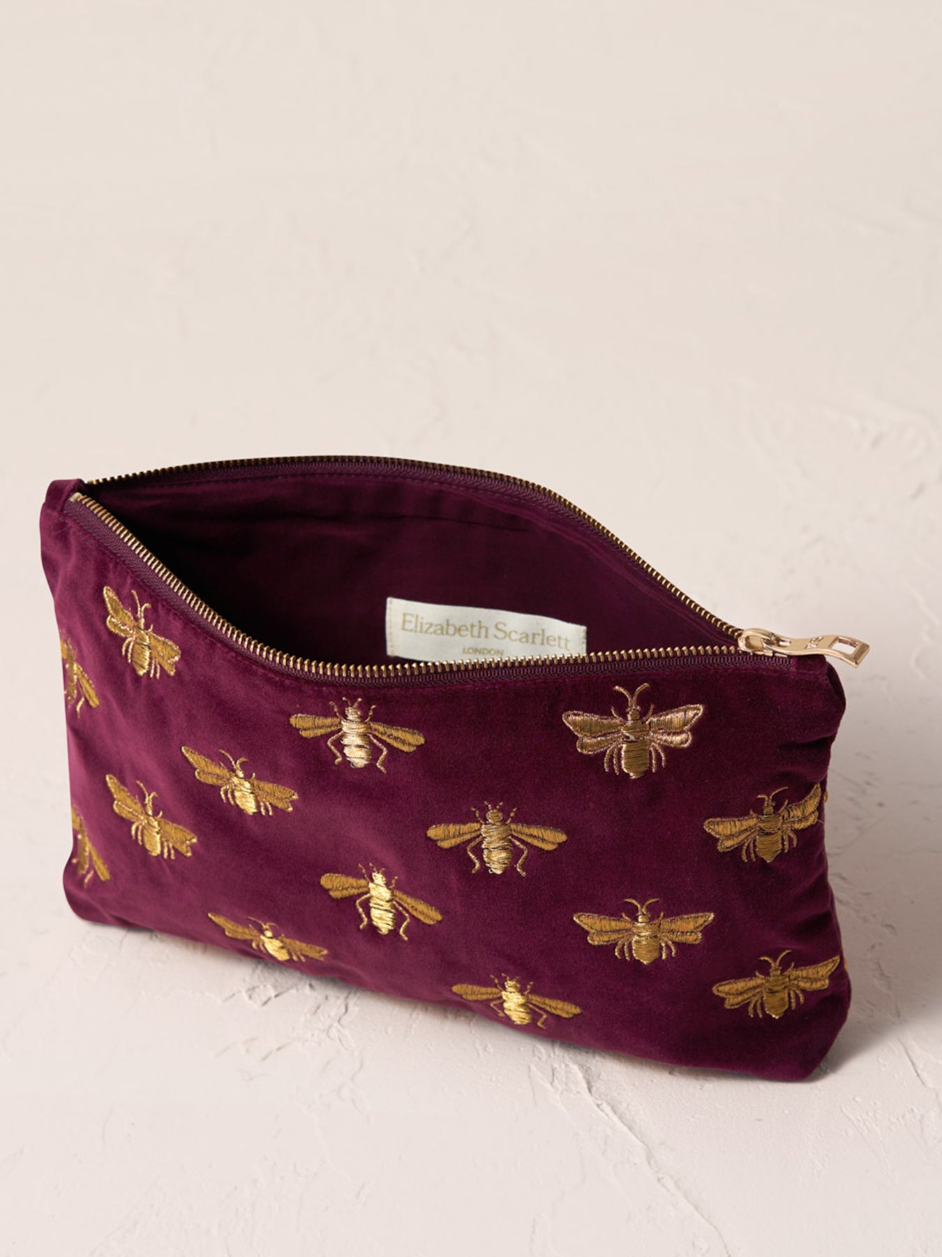 Honey Bee Velvet Everyday Pouch Plum