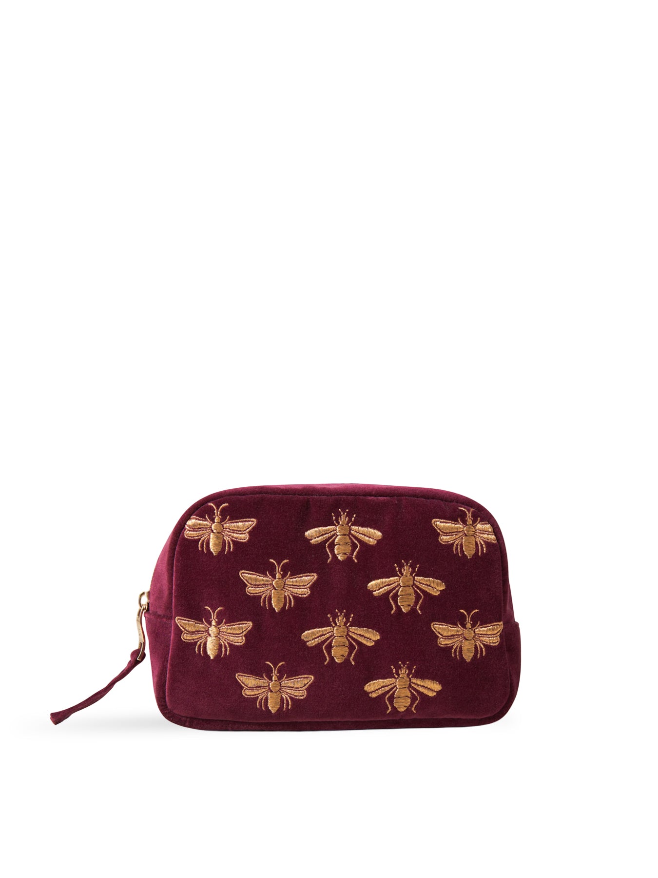 Honey Bee Velvet Make-Up Bag Plum