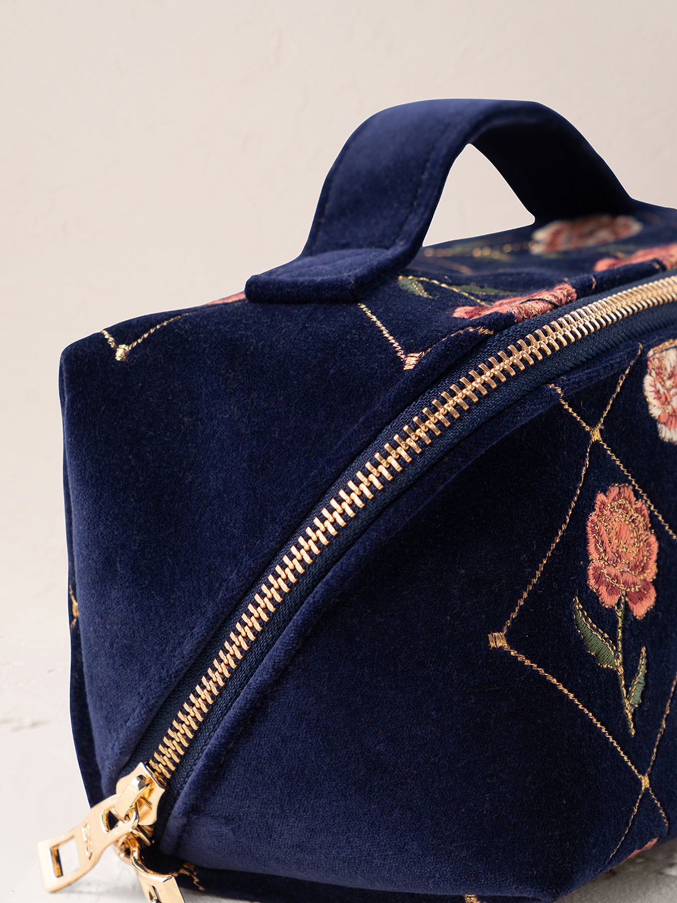 Rose Velvet Open Flat Makeup Bag Navy