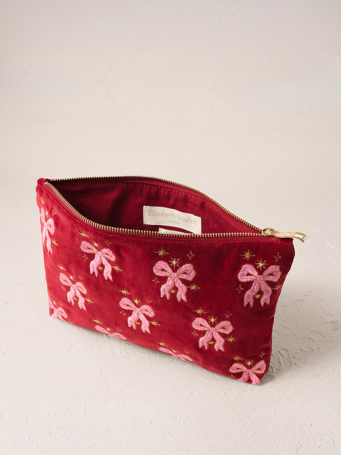 Dazzling Bows Velvet Everyday Pouch Rouge