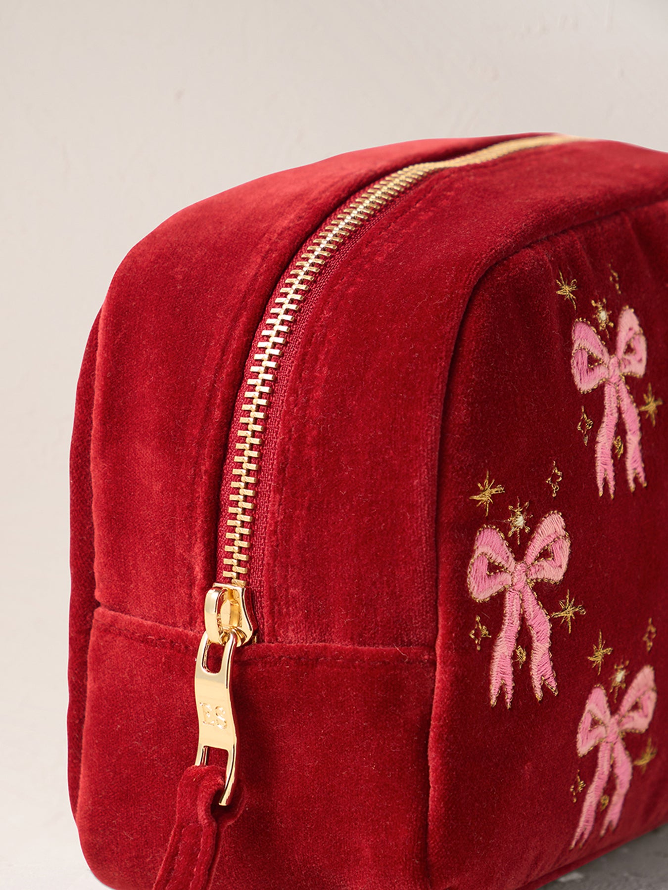 Dazzling Bows Velvet Makeup Bag Rouge