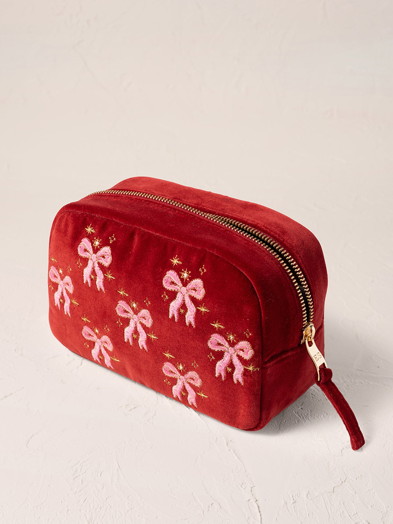 Dazzling Bows Velvet Makeup Bag Rouge
