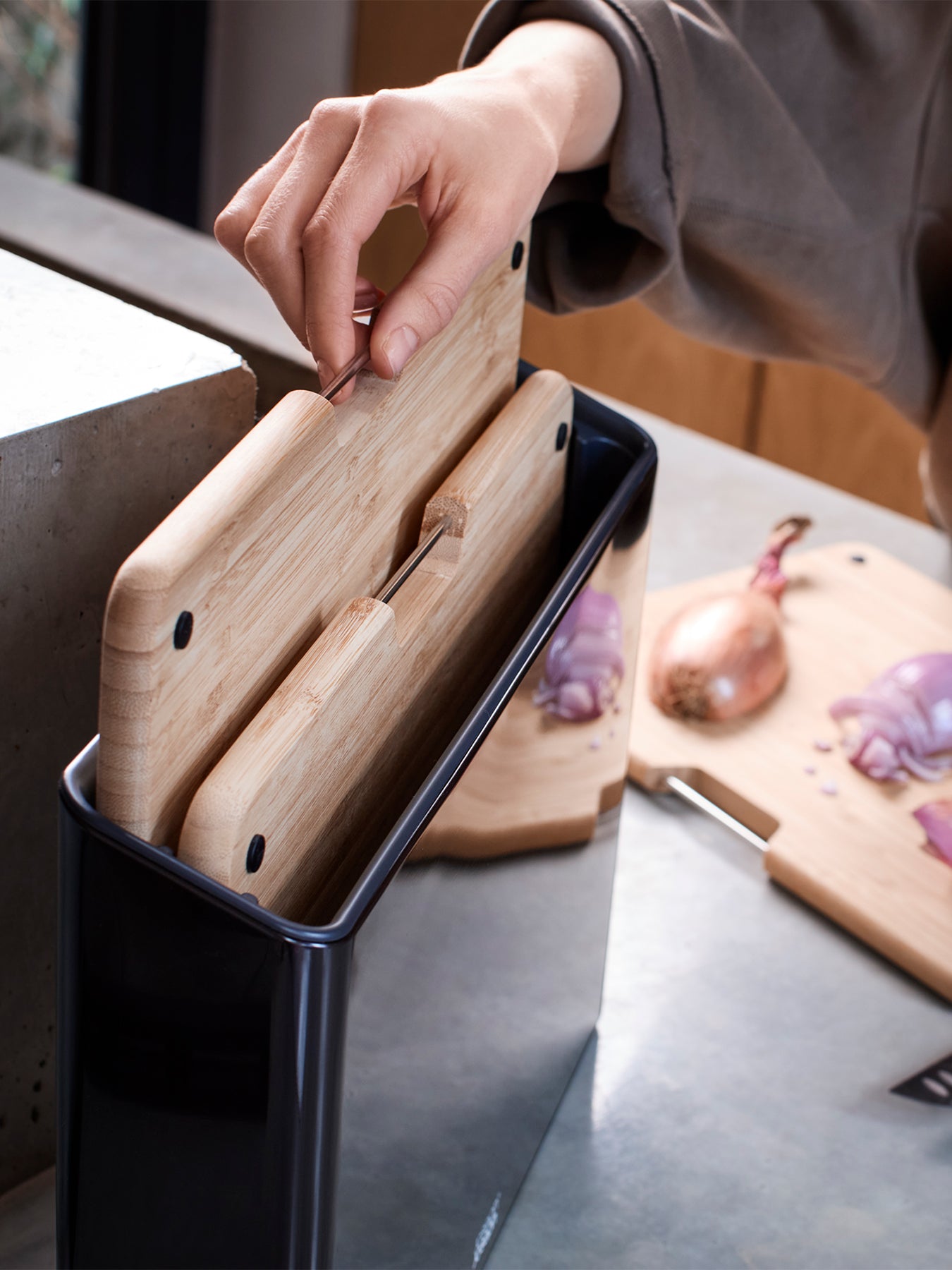 Folio Steel Bamboo 3-Piece Board Set Black