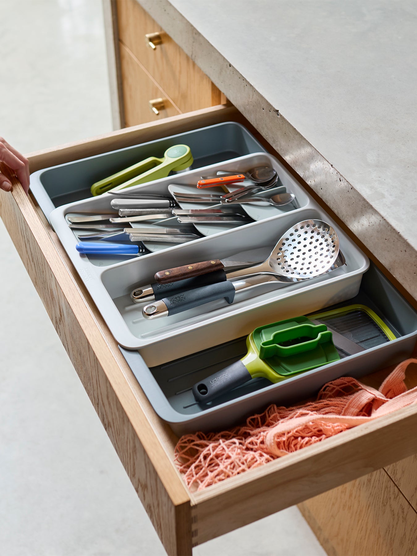 DrawerStore Expanding Tiered Tray Light Stone