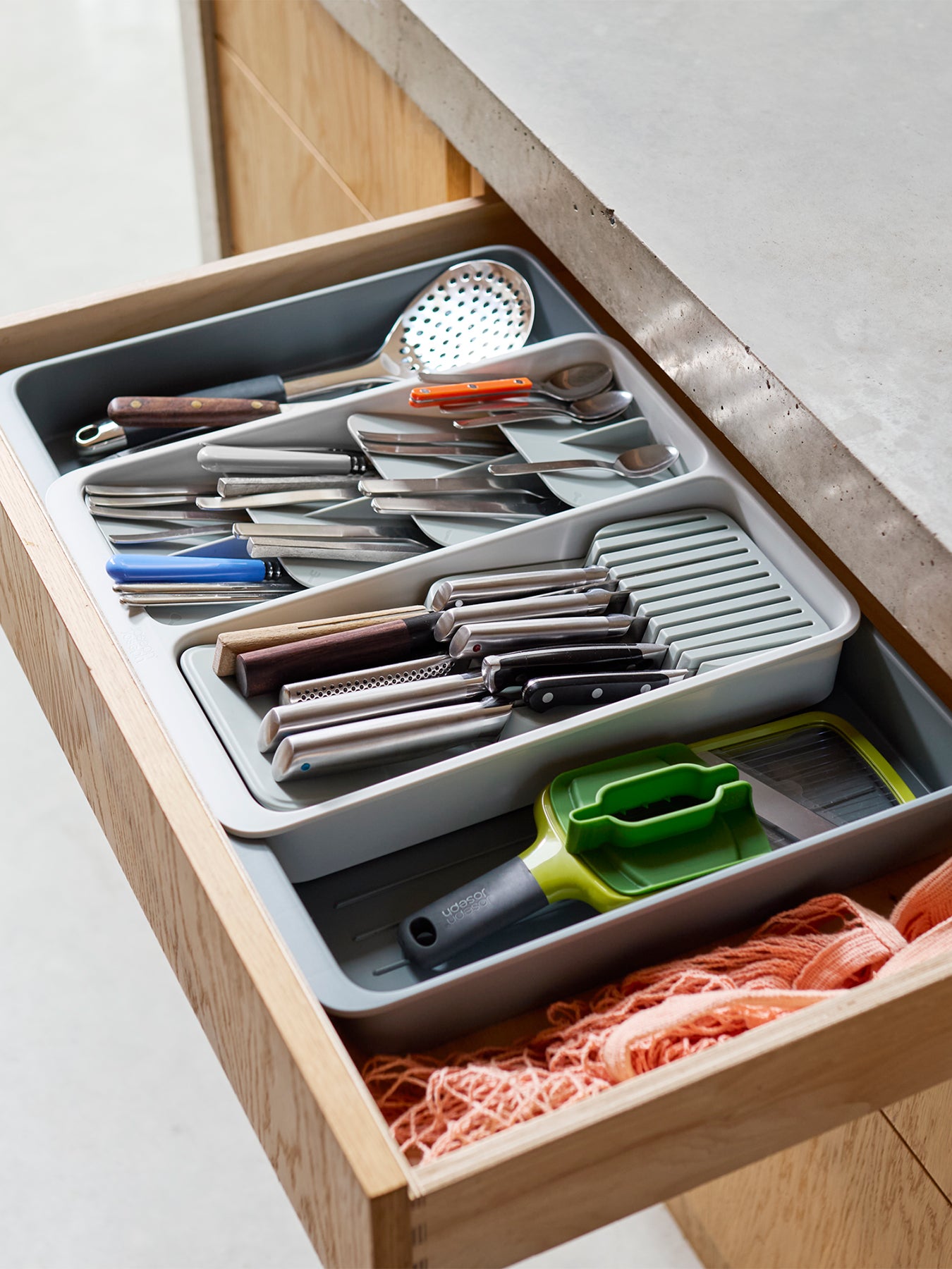 DrawerStore Expanding Knife Block Light Stone