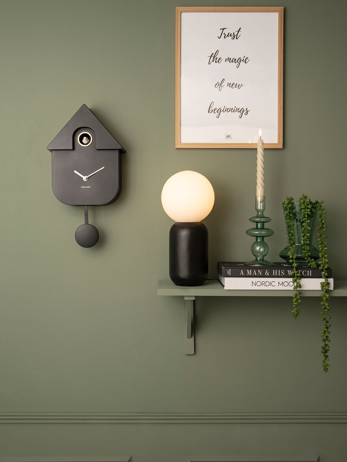 Black Wall clock Modern Cuckoo ABS
