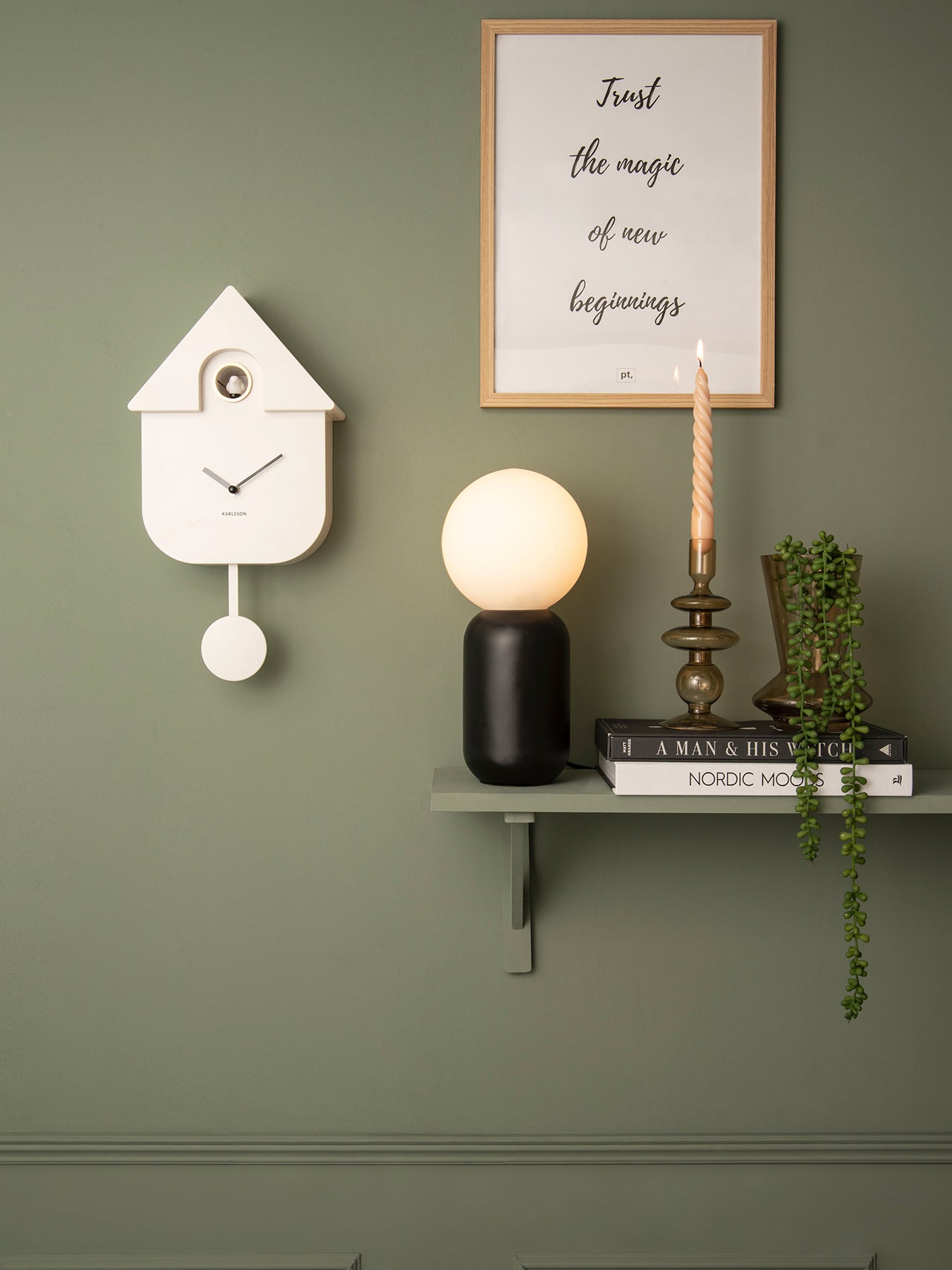 White Wall clock Modern Cuckoo ABS