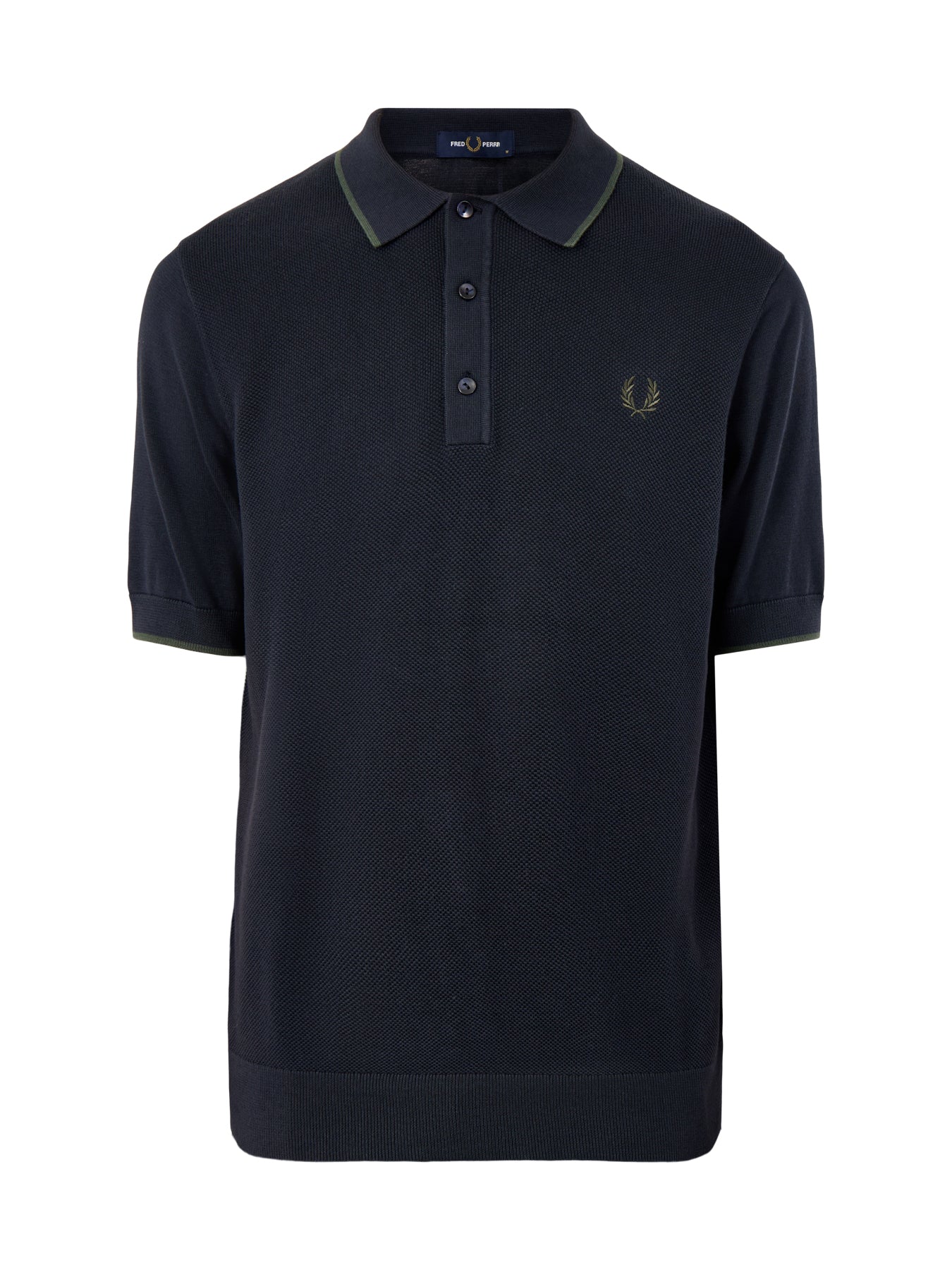 Pique Stitch Knitted Polo Navy