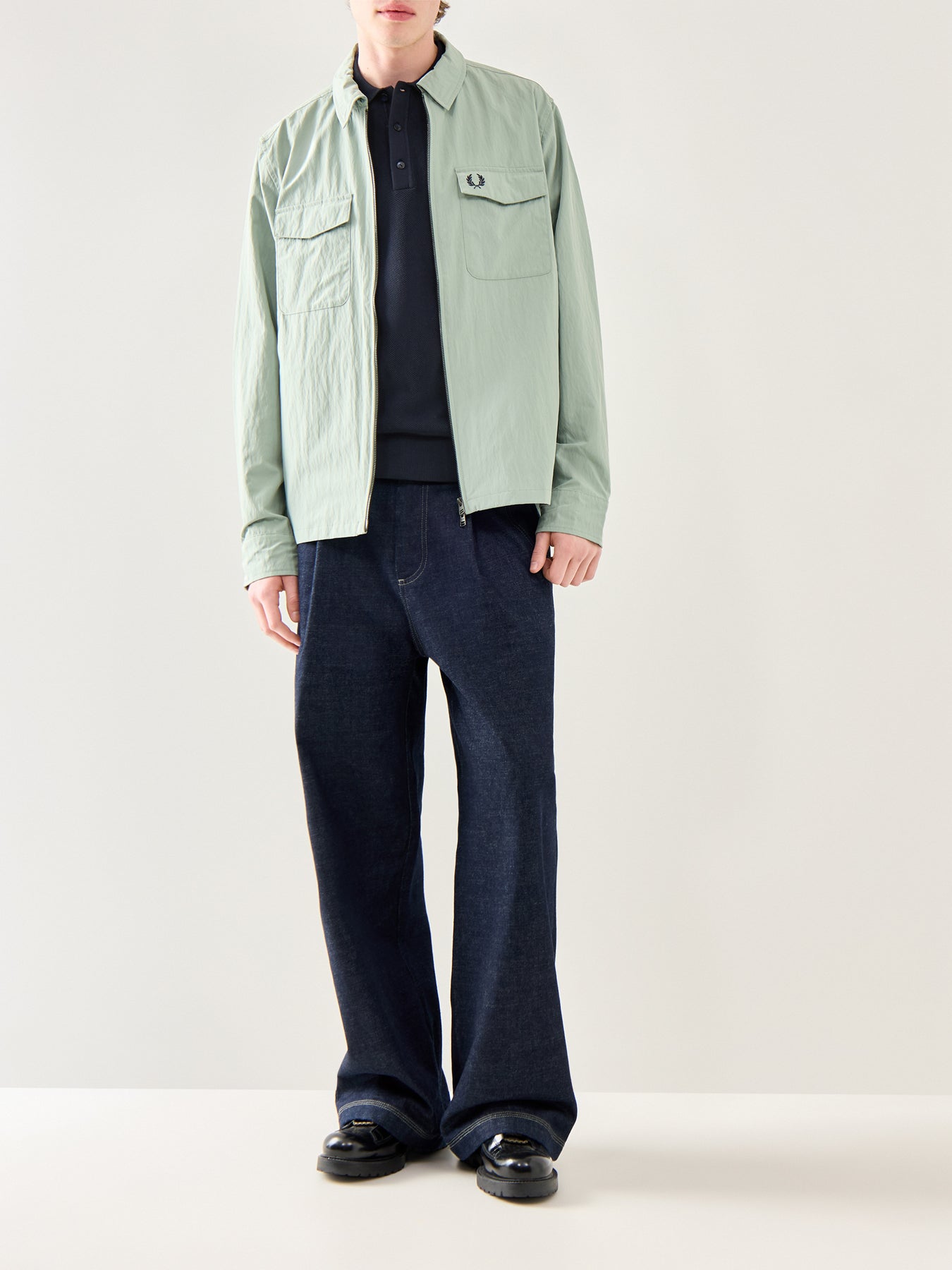 Pique Stitch Knitted Polo Navy