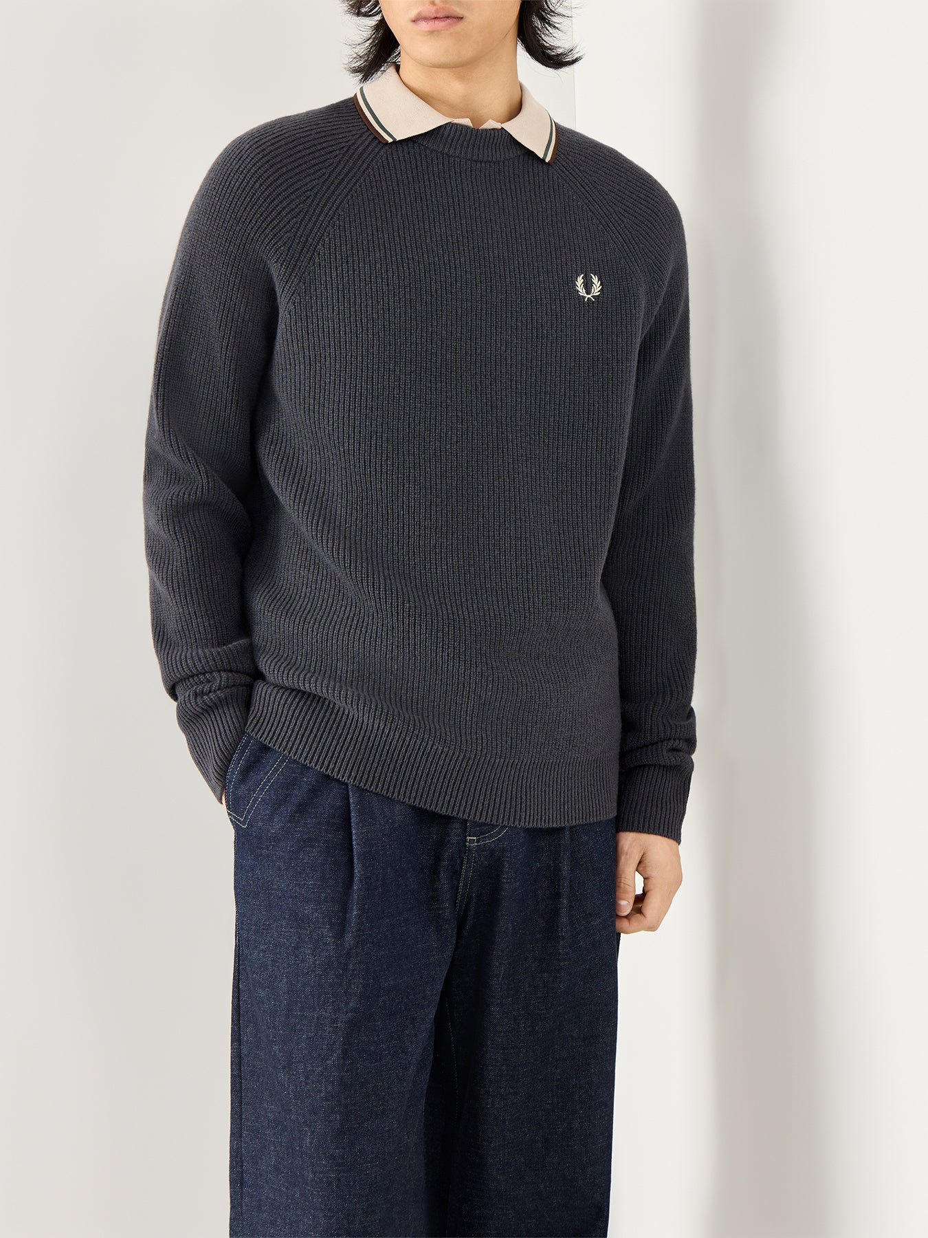 Lambswool Raglan Jumper Grey