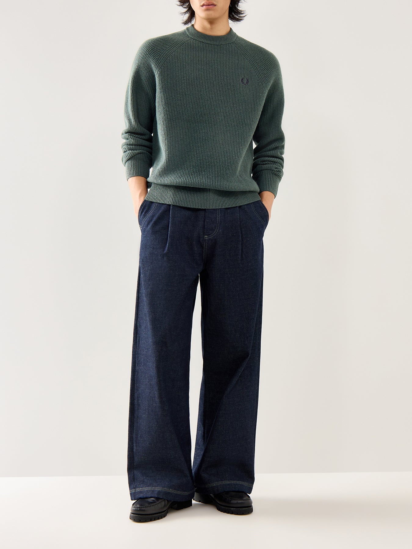 Lambswool Raglan Jumper Green