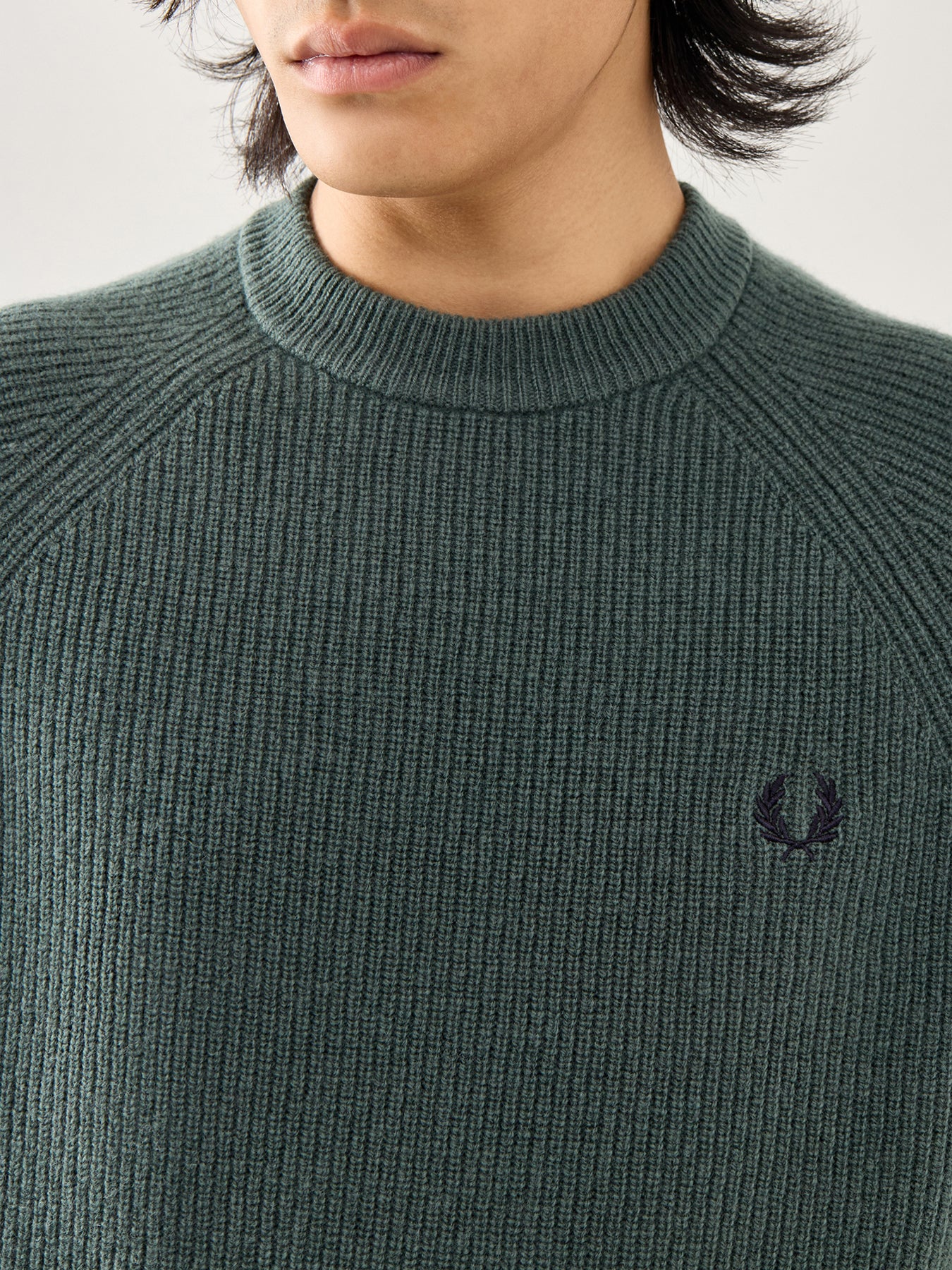 Lambswool Raglan Jumper Green