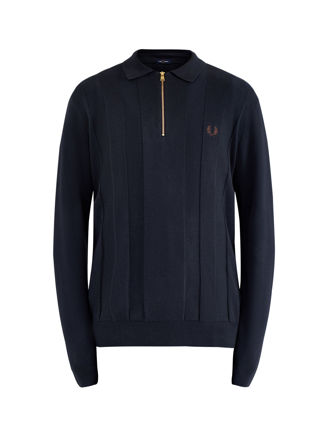 Tonal Stripe Knitted Quarter Zip Polo Navy