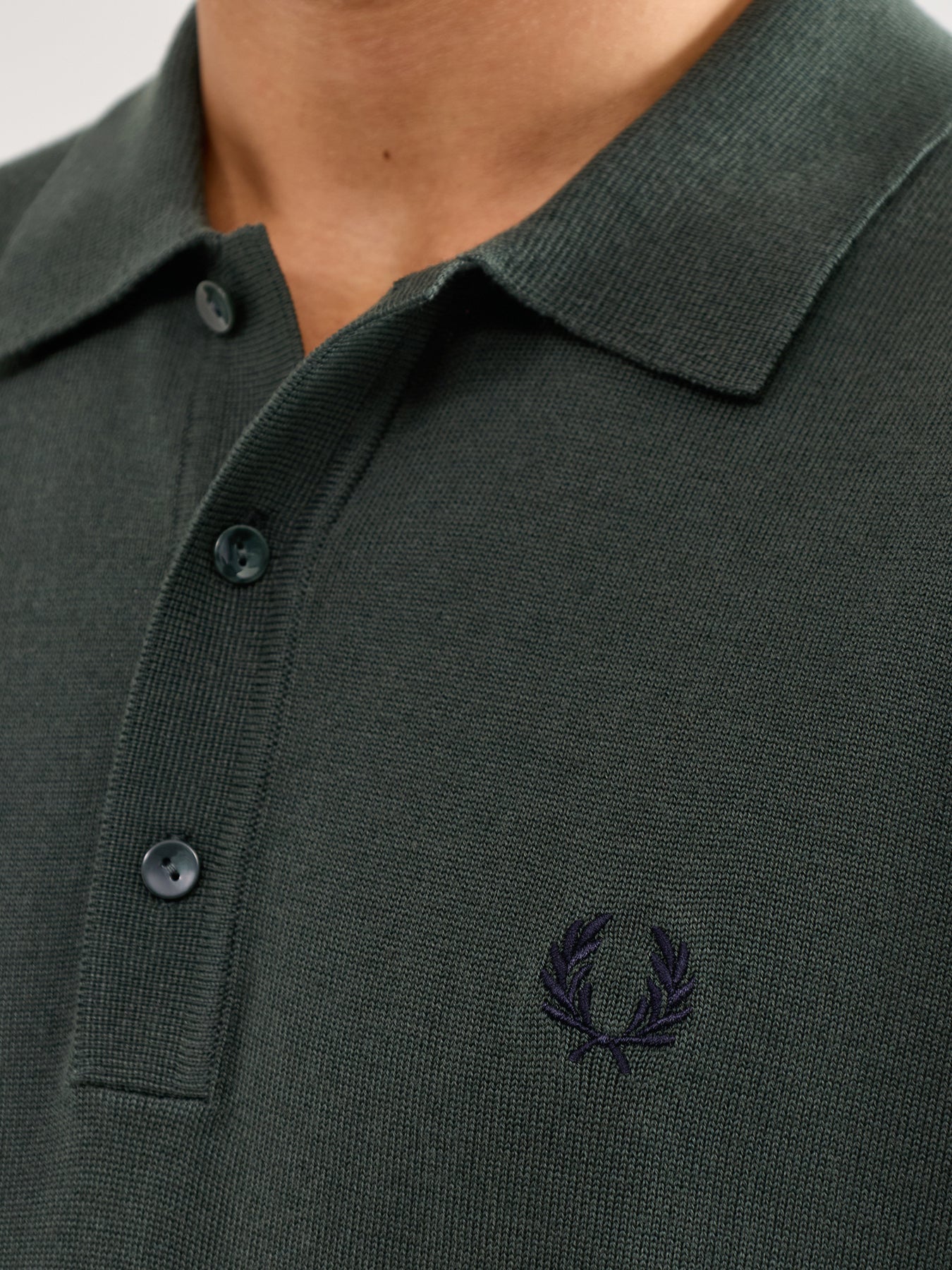 Classic Knitted Long Sleeve Polo Shirt Green