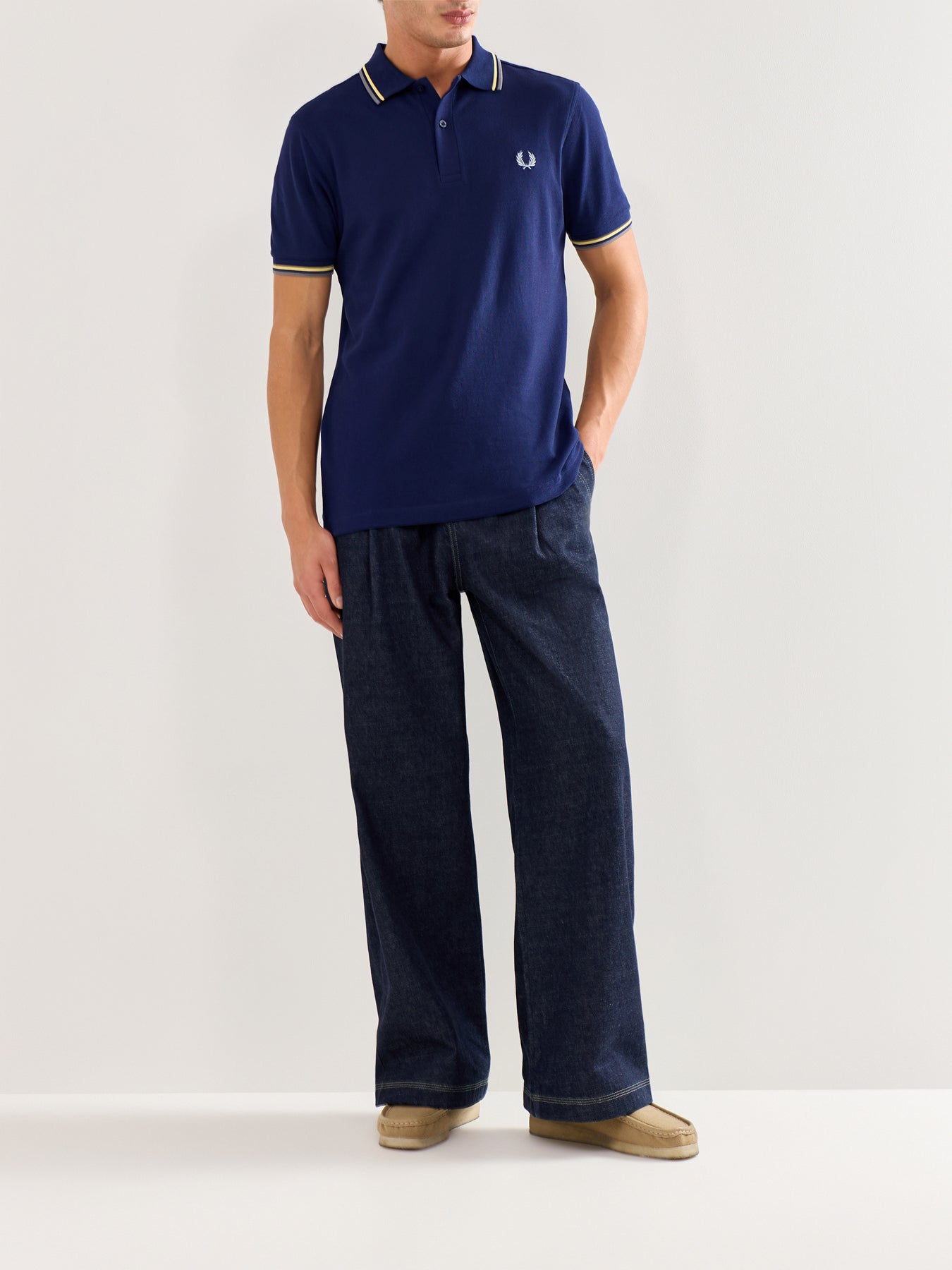 Twin Tipped Polo Shirt White/Navy