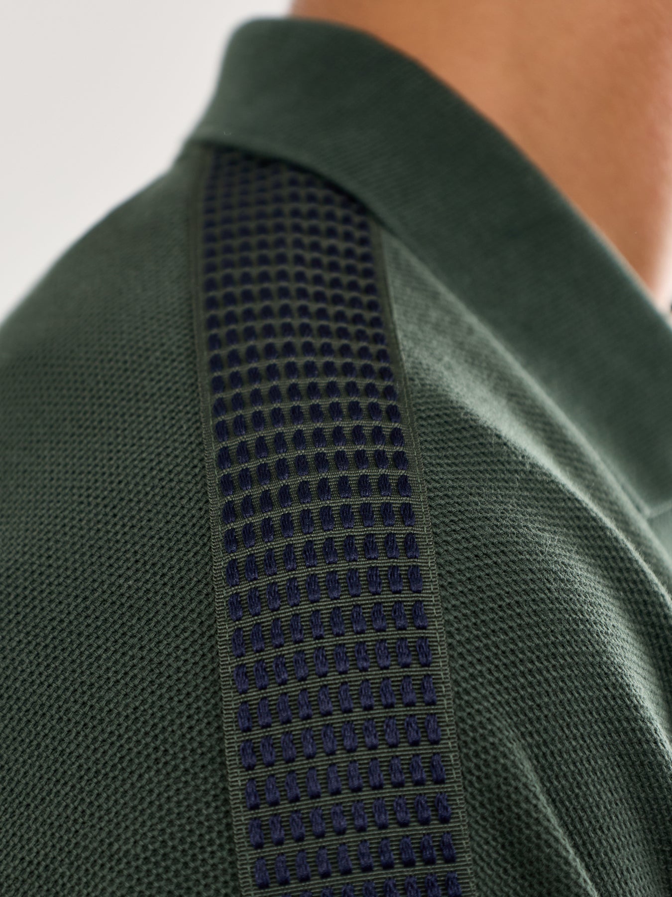 Dash Taped Zip Neck Polo Shirt Green