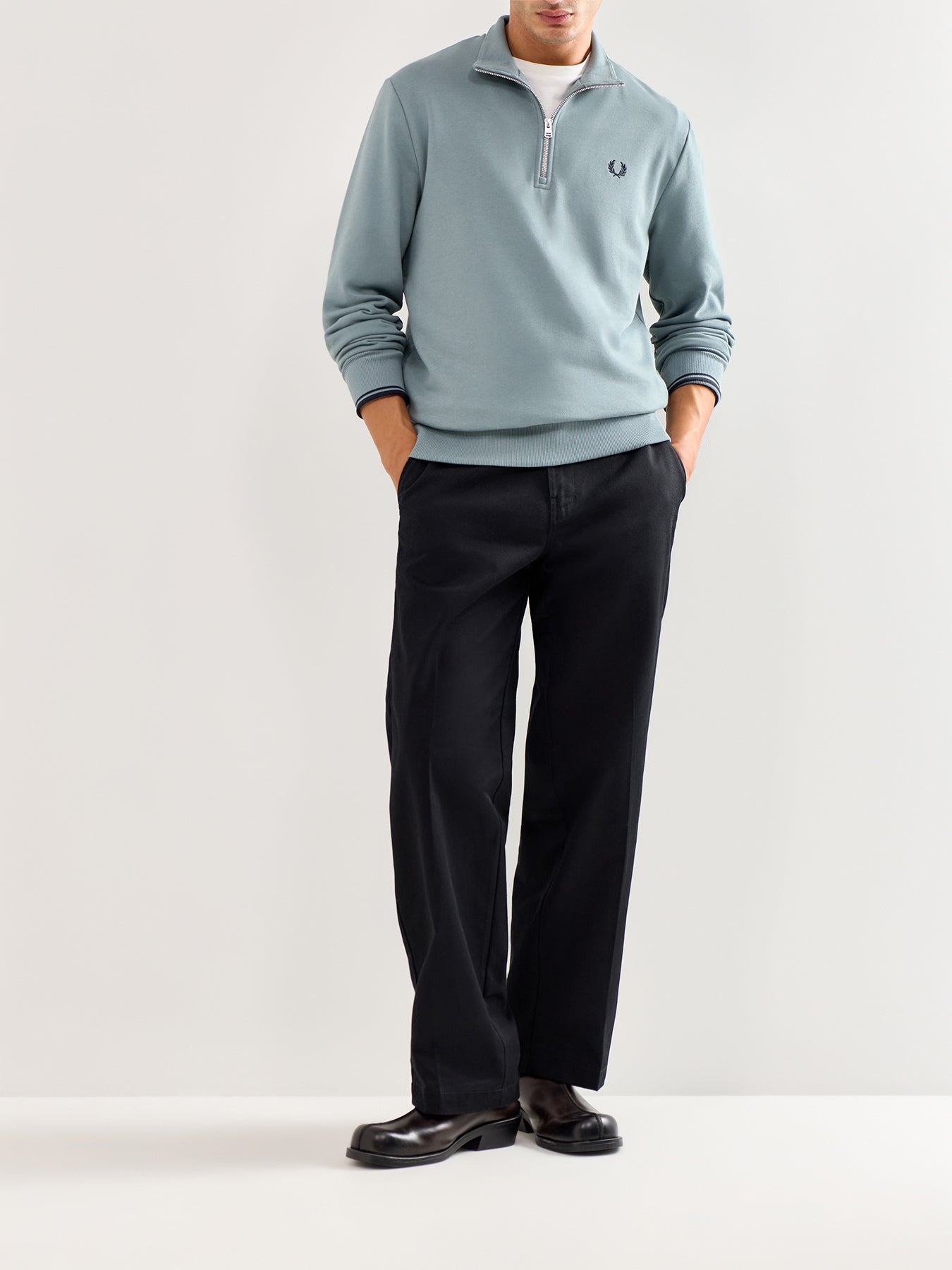 Half Zip Sweatshirt Grey Marl