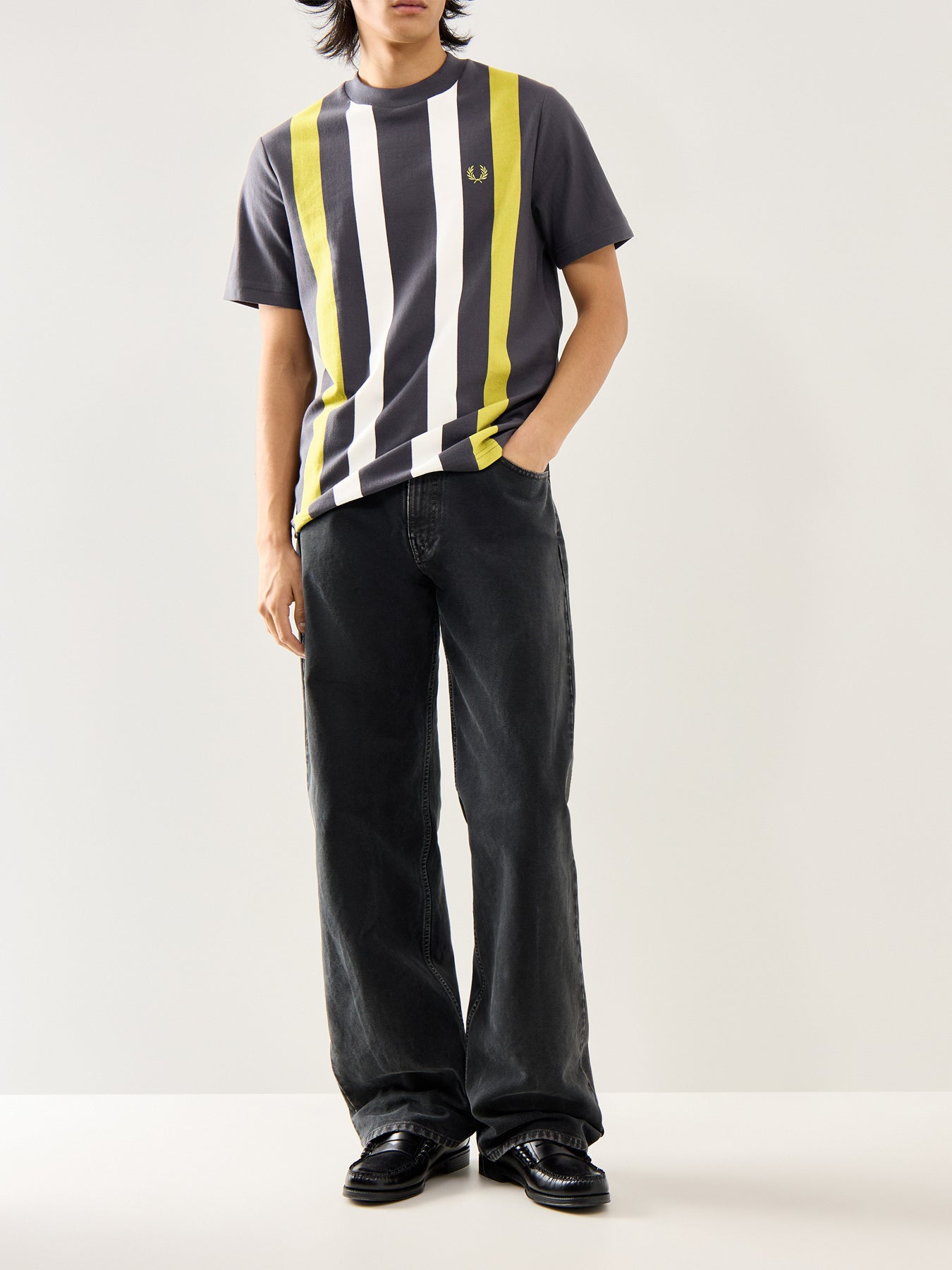 Vertical Stripe T-Shirt Grey