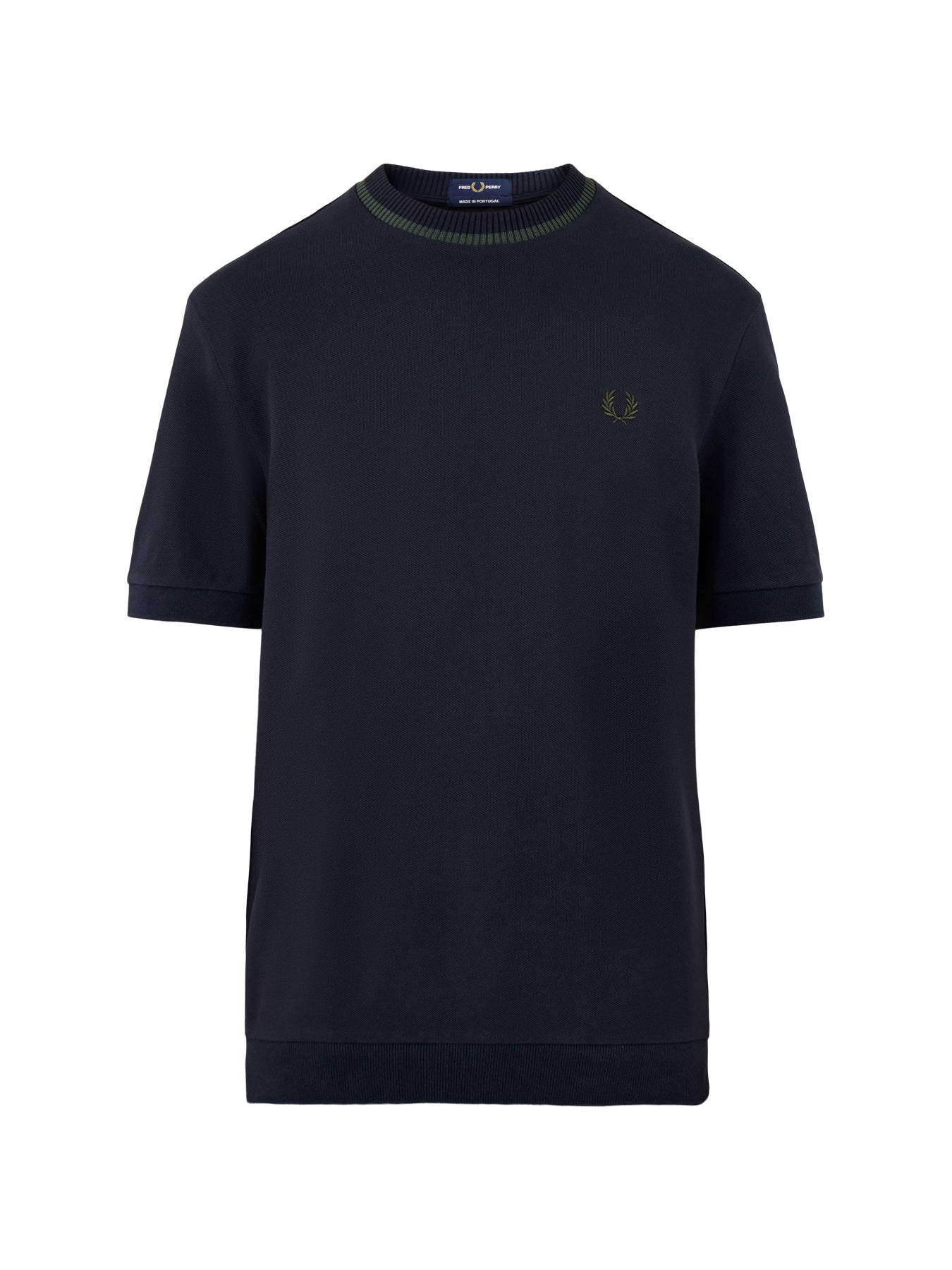 Crew Neck Pique T-Shirt Navy