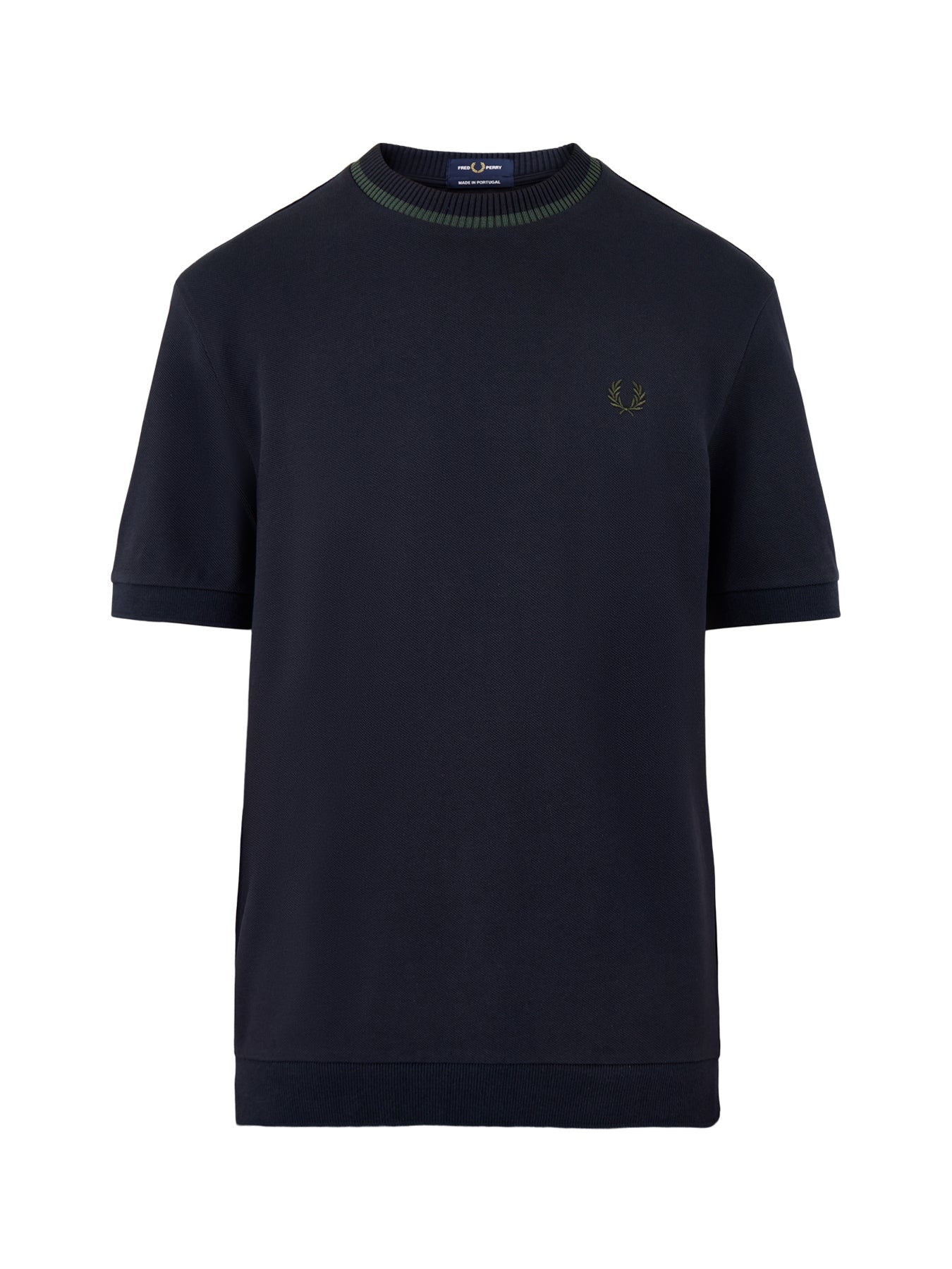 Crew Neck Pique T-Shirt Navy