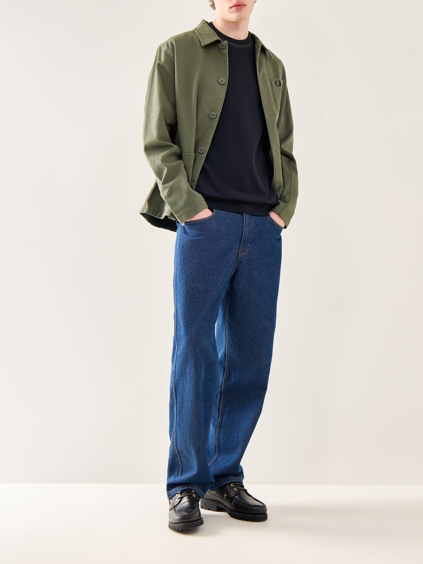 Crew Neck Pique T-Shirt Navy