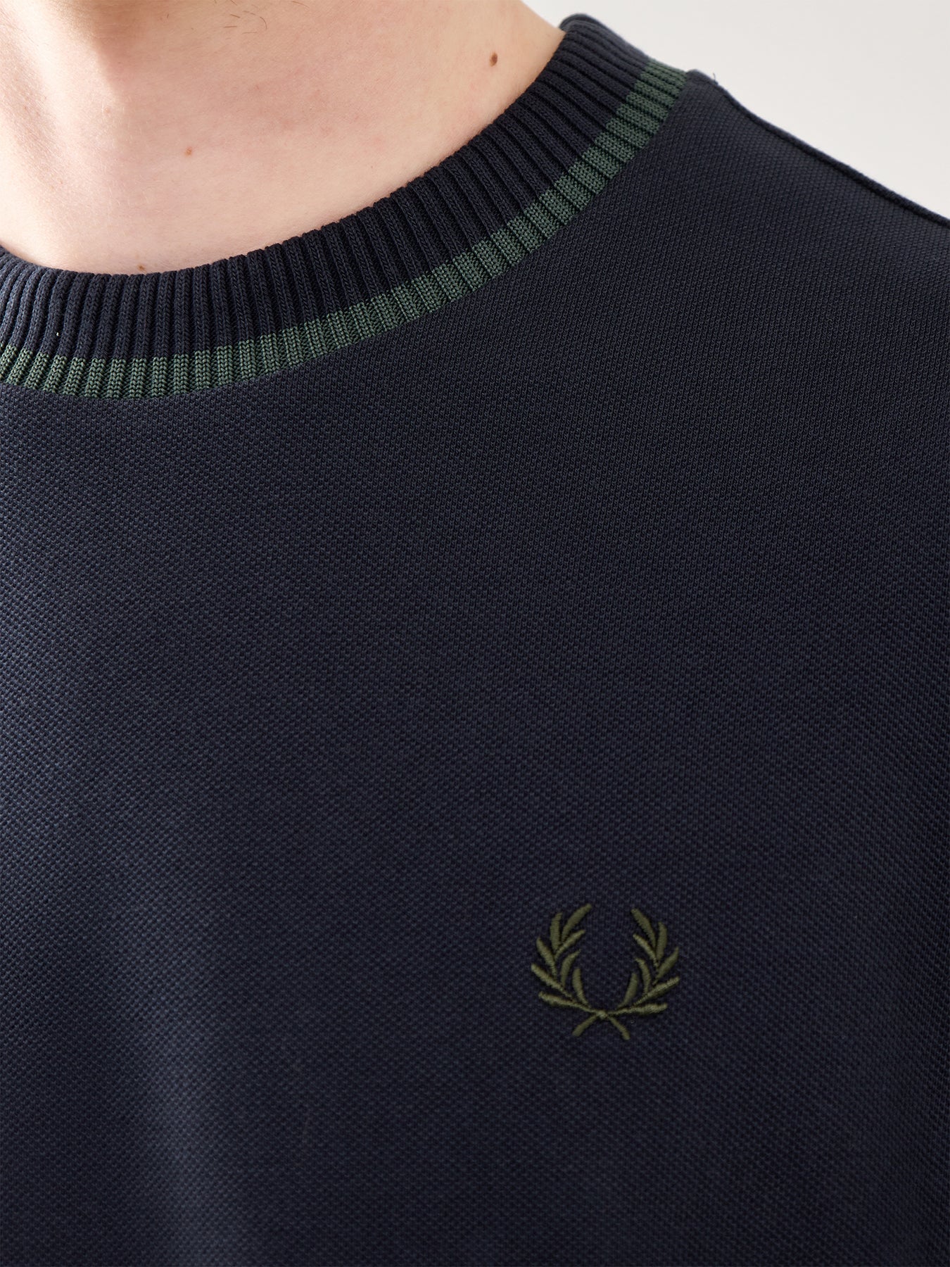 Crew Neck Pique T-Shirt Navy