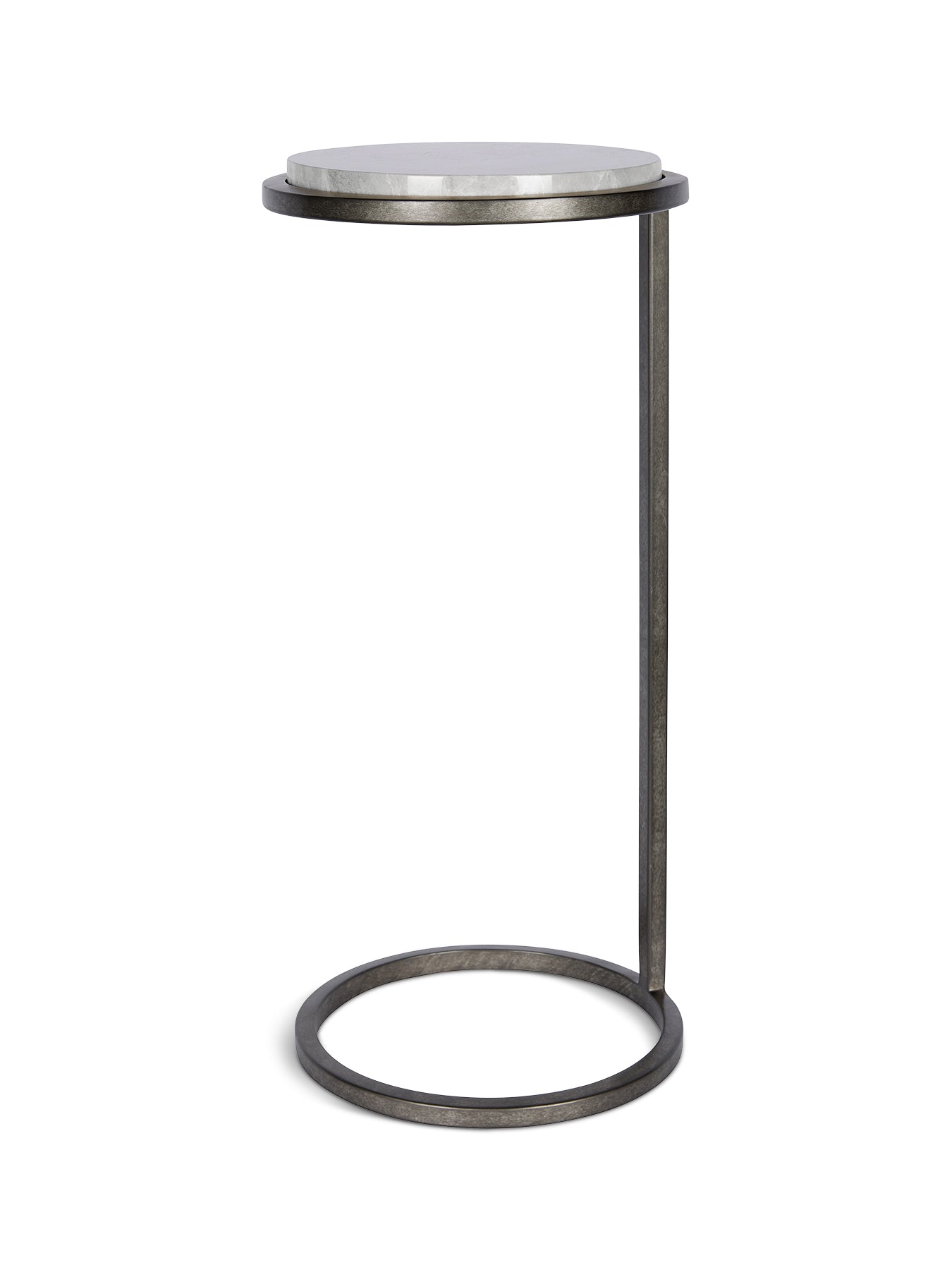 Iota Accent Table Grey Emperador Marble Aged Silver Frame