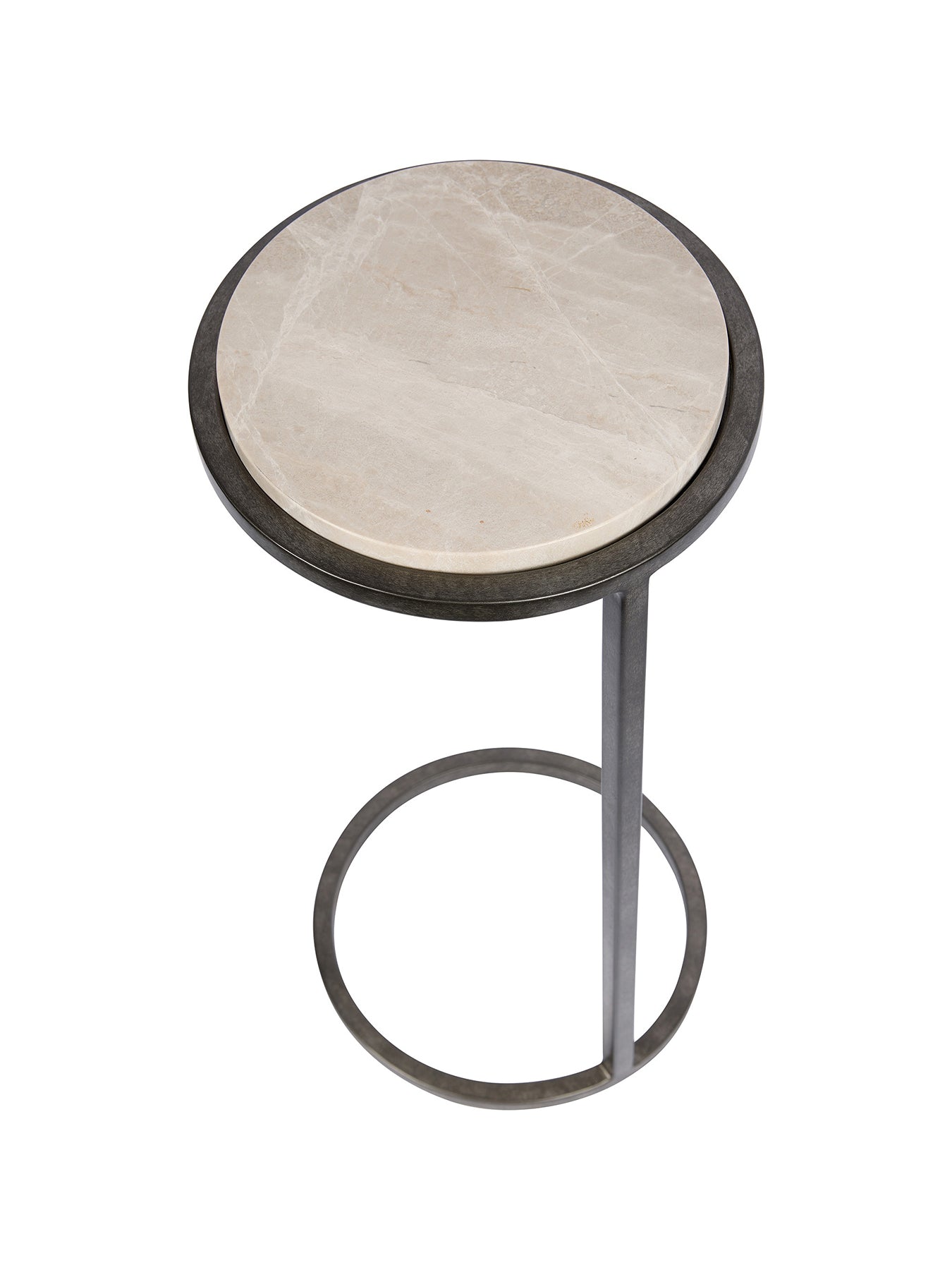 Iota Accent Table Grey Emperador Marble Aged Silver Frame