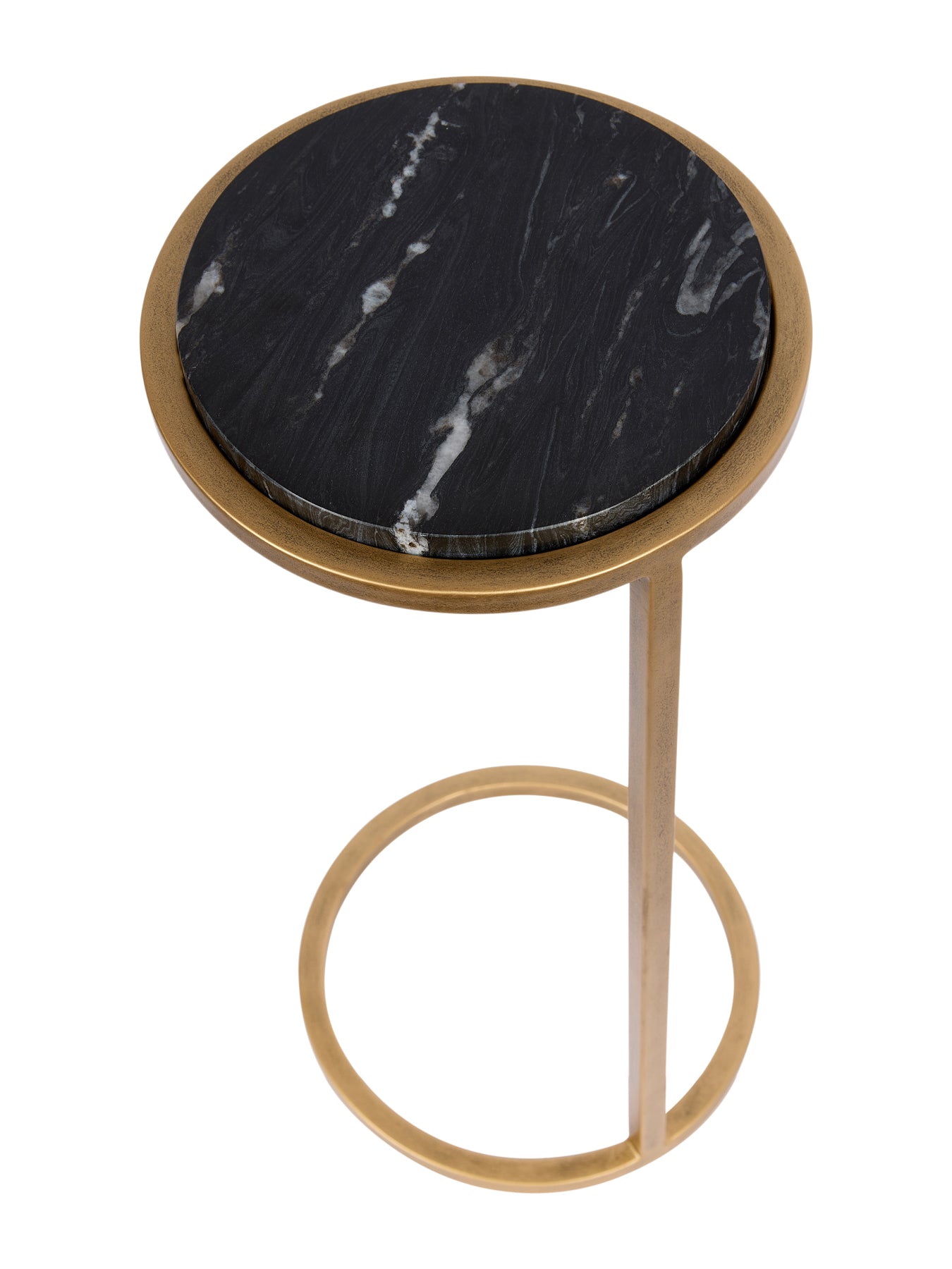 Iota Accent Table Black Marble Aged Gold Frame