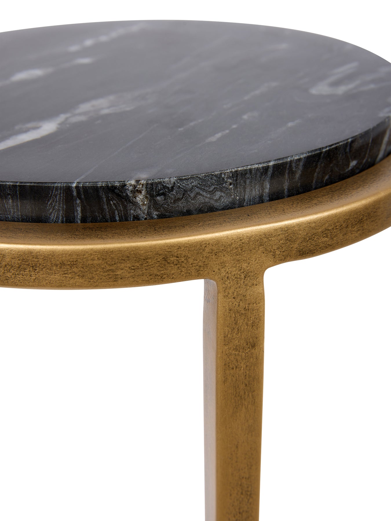 Iota Accent Table Black Marble Aged Gold Frame