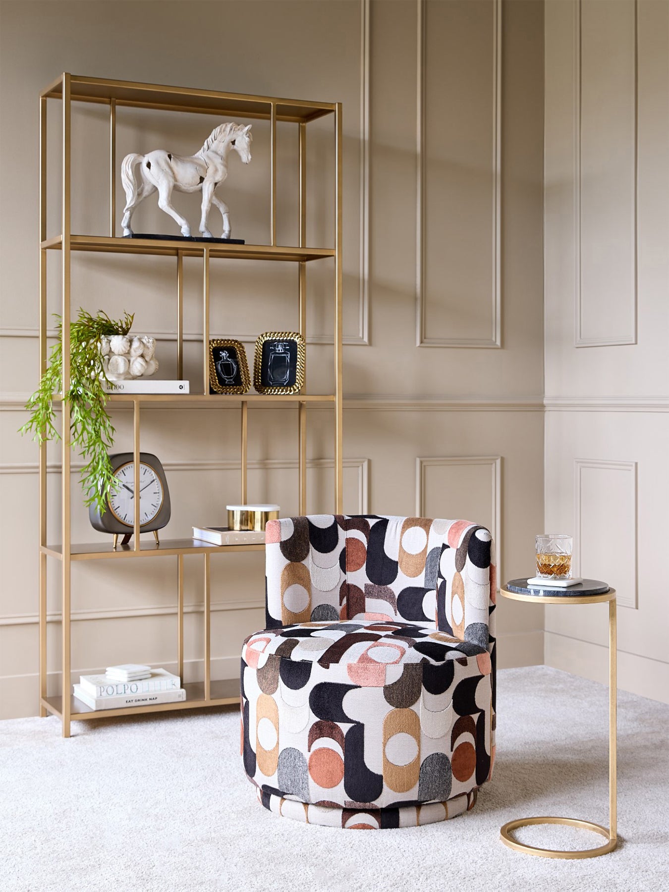 Portico Belgian Velvet Swivel Chair