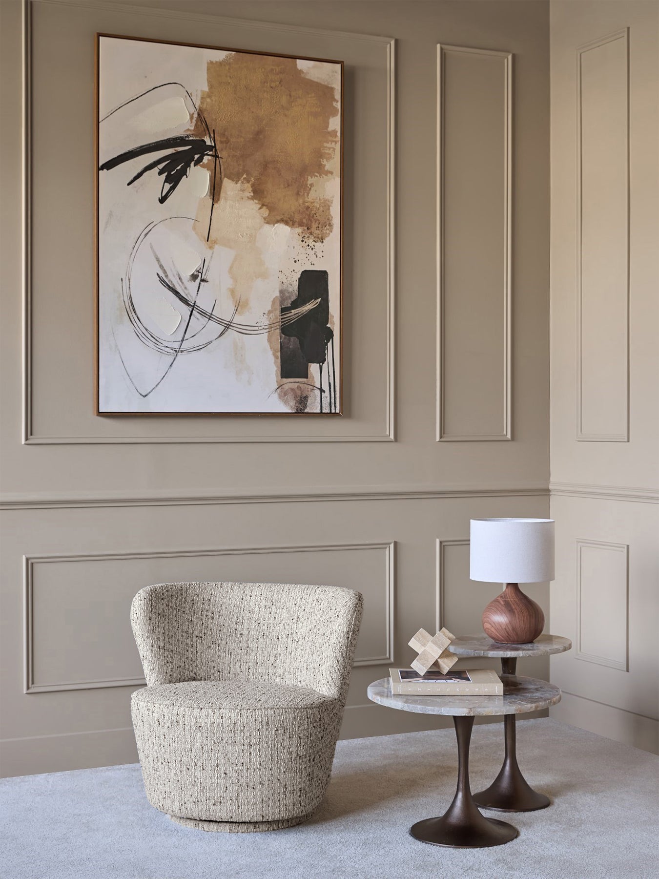 Roehampton Textured Slub Swivel Chair Natural