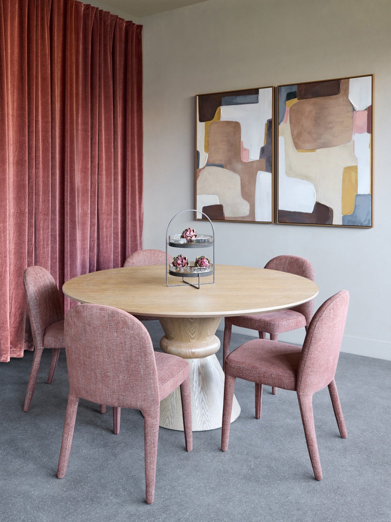 Pair of Eska Upholstered Dining Chairs in Brown