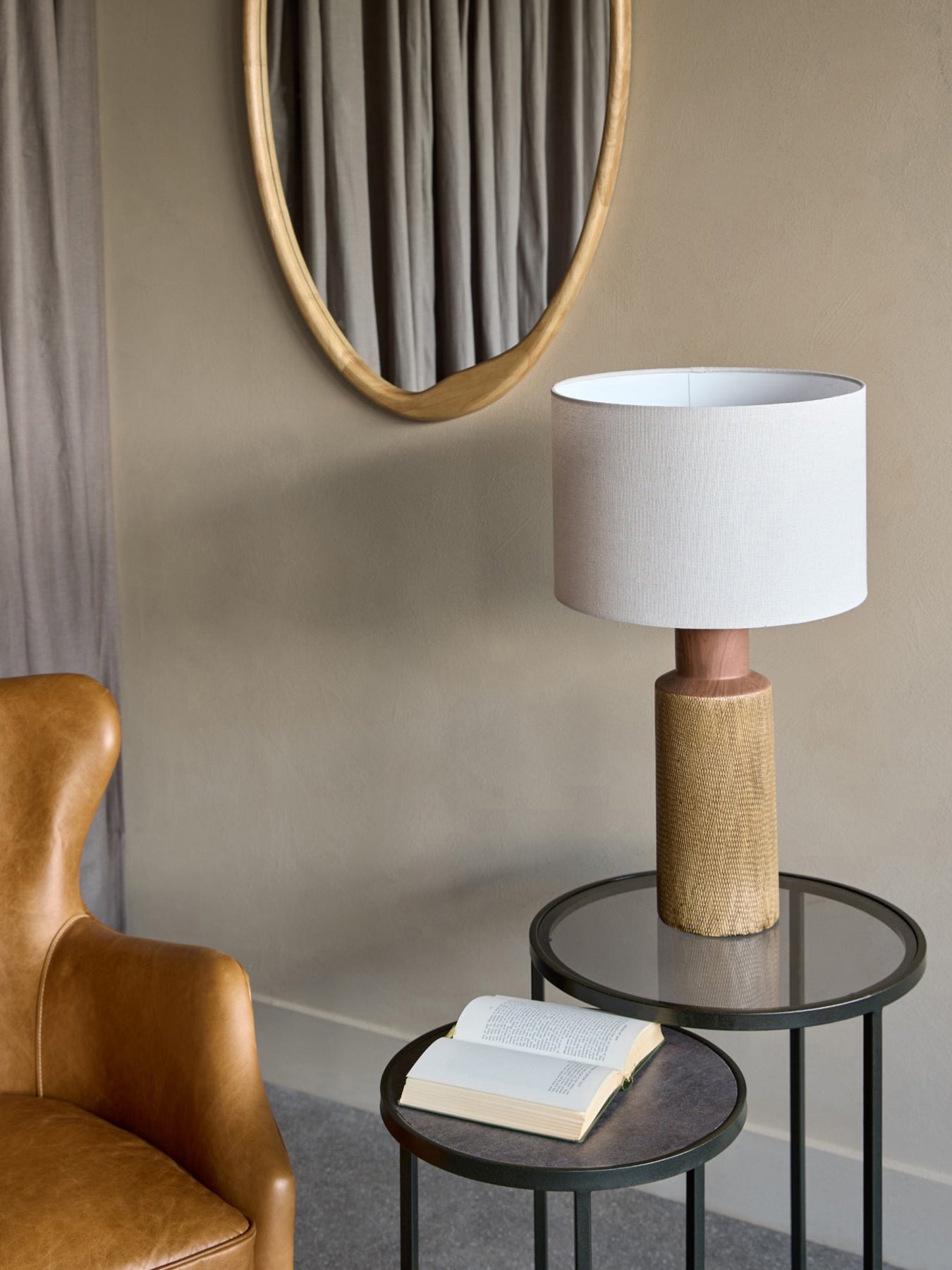 Hastings Textured Ceramic Table Lamp with Shade E27 60W
