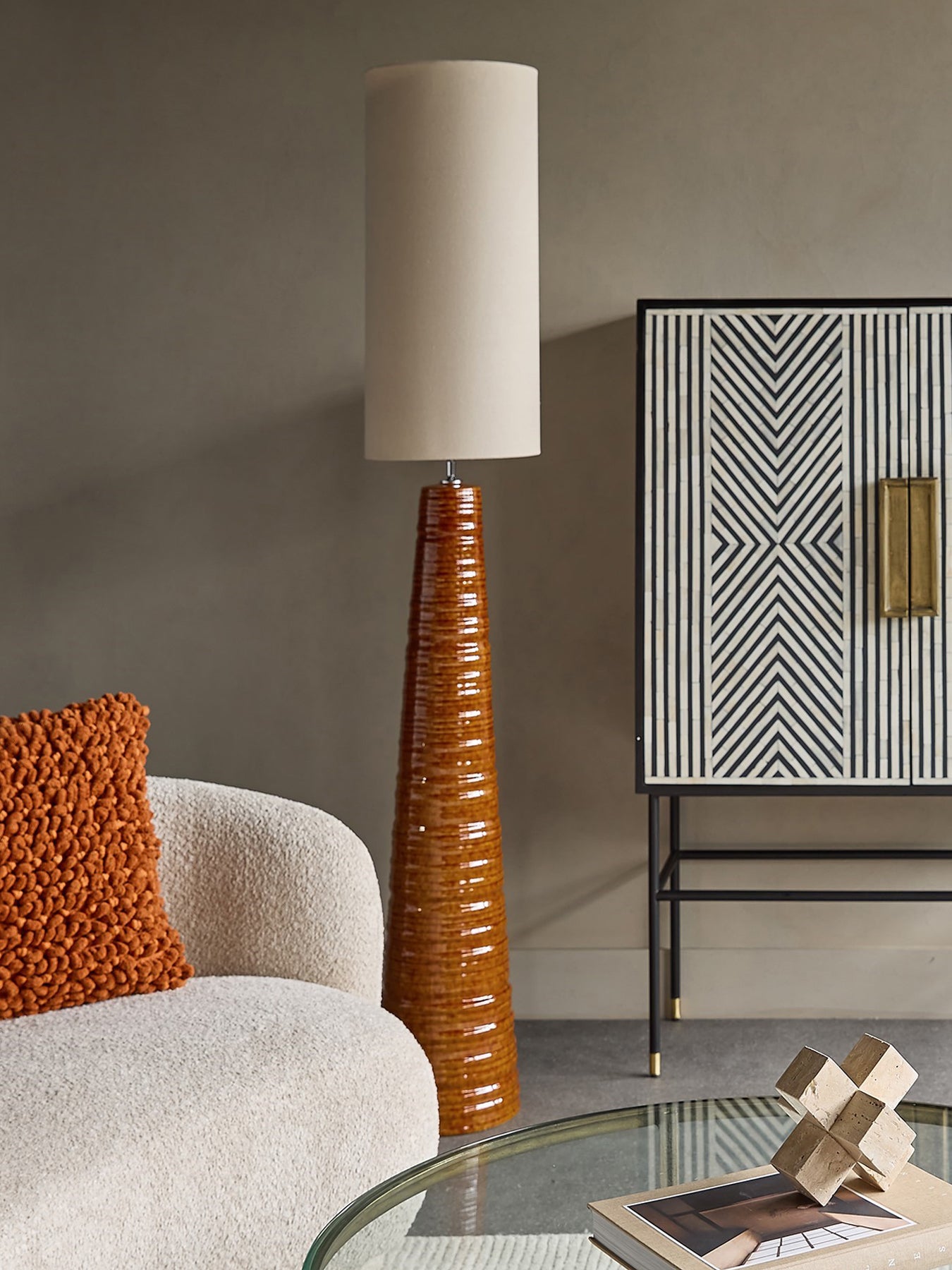 Tivoli Tall Ceramic Floor Lamp Terracotta