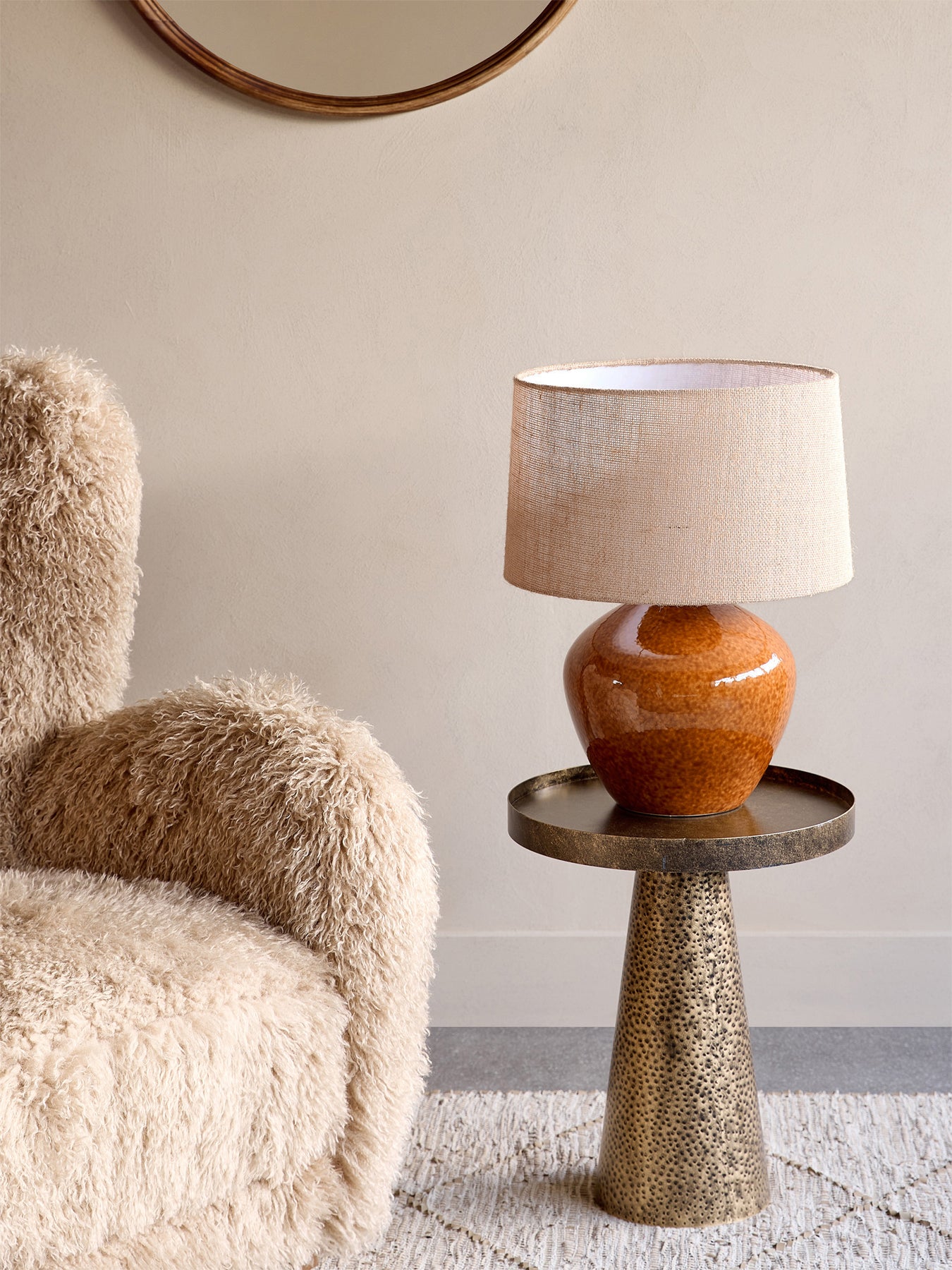 Aubrey Terracotta Ceramic Lamp With Hessian Shade Large E27 60W